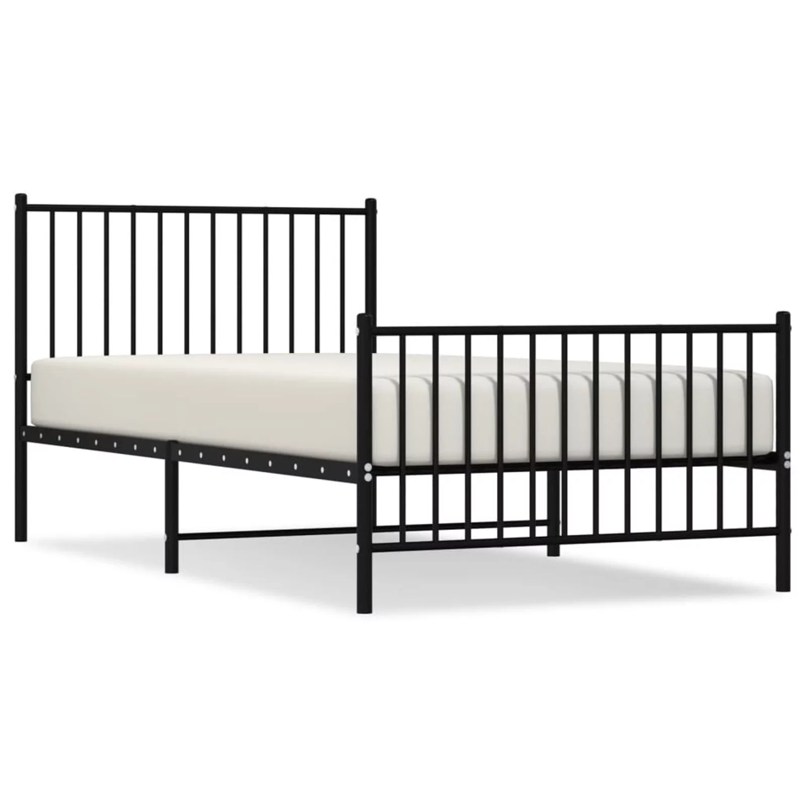 Htovila Metal Bed Frame with Headboard and Footboard Black 39.4