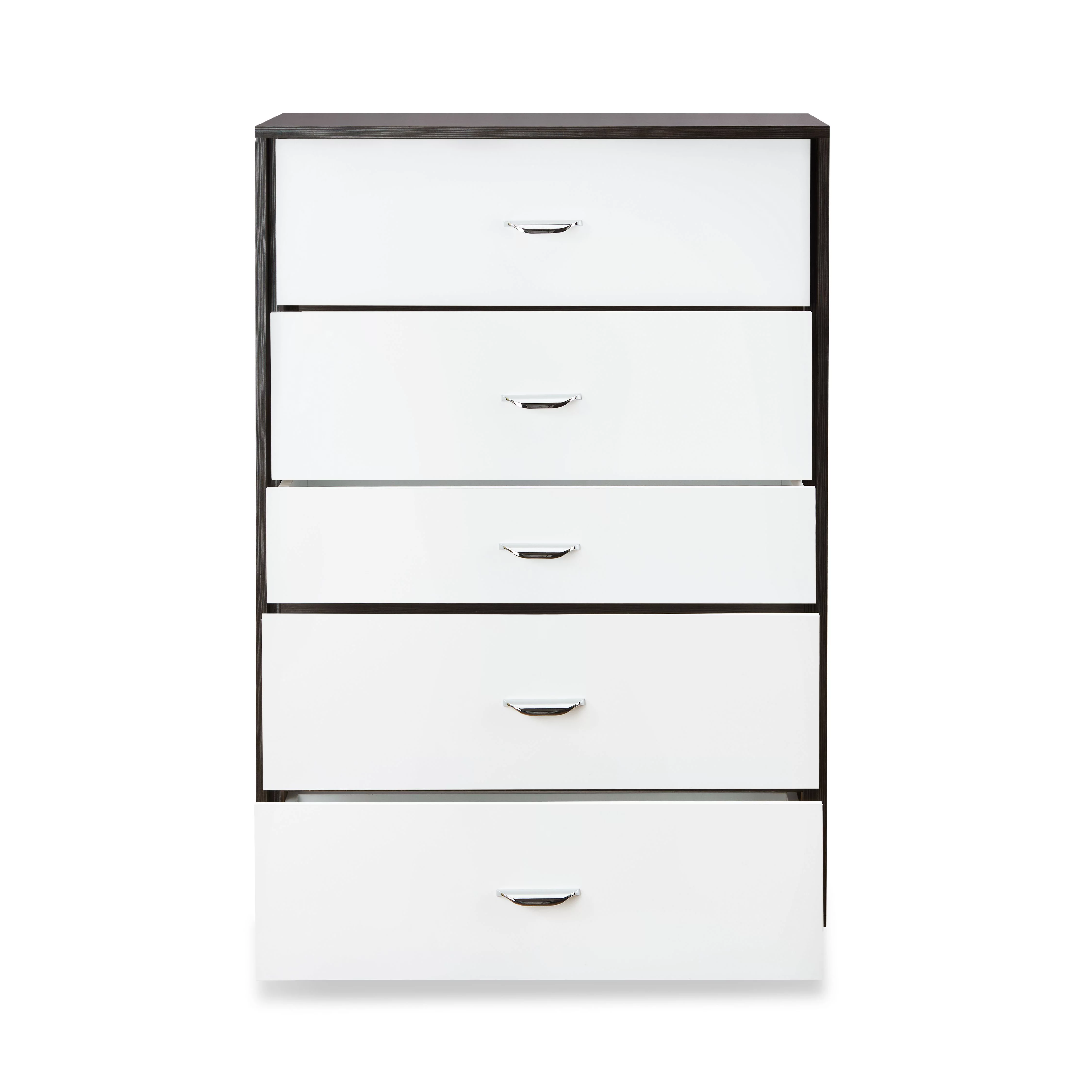 GIKPAL 5 Drawer Double Dresser for Bedroom Eloy Chest of Drawers in White & Espresso