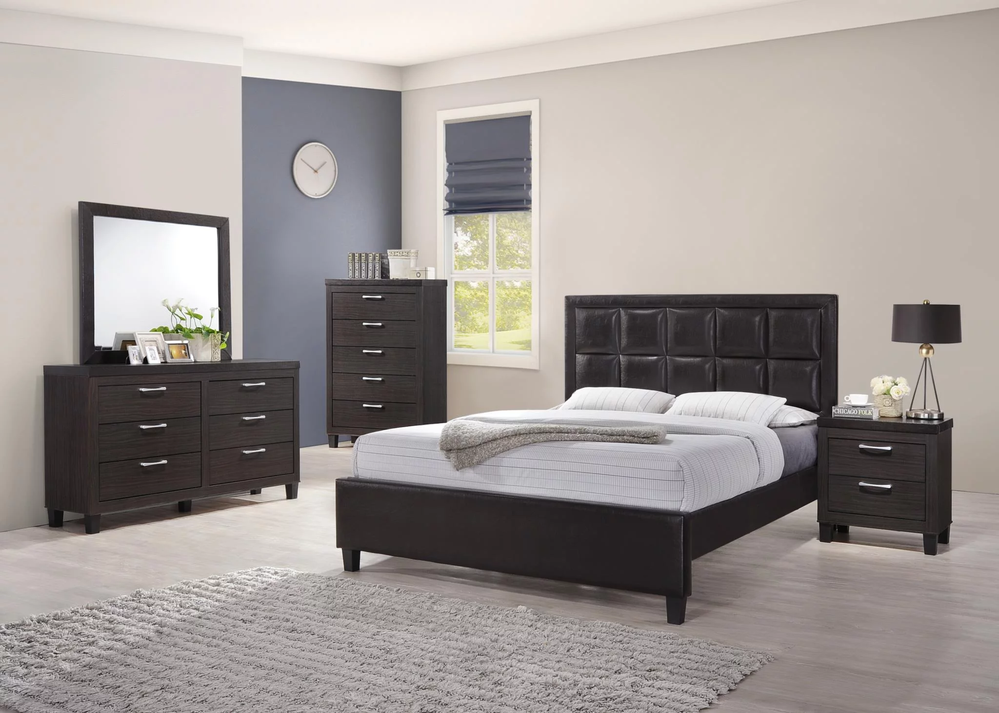 GTU Furniture Contemporary Styling Espresso Twin/Full/Queen/King Bedroom Set