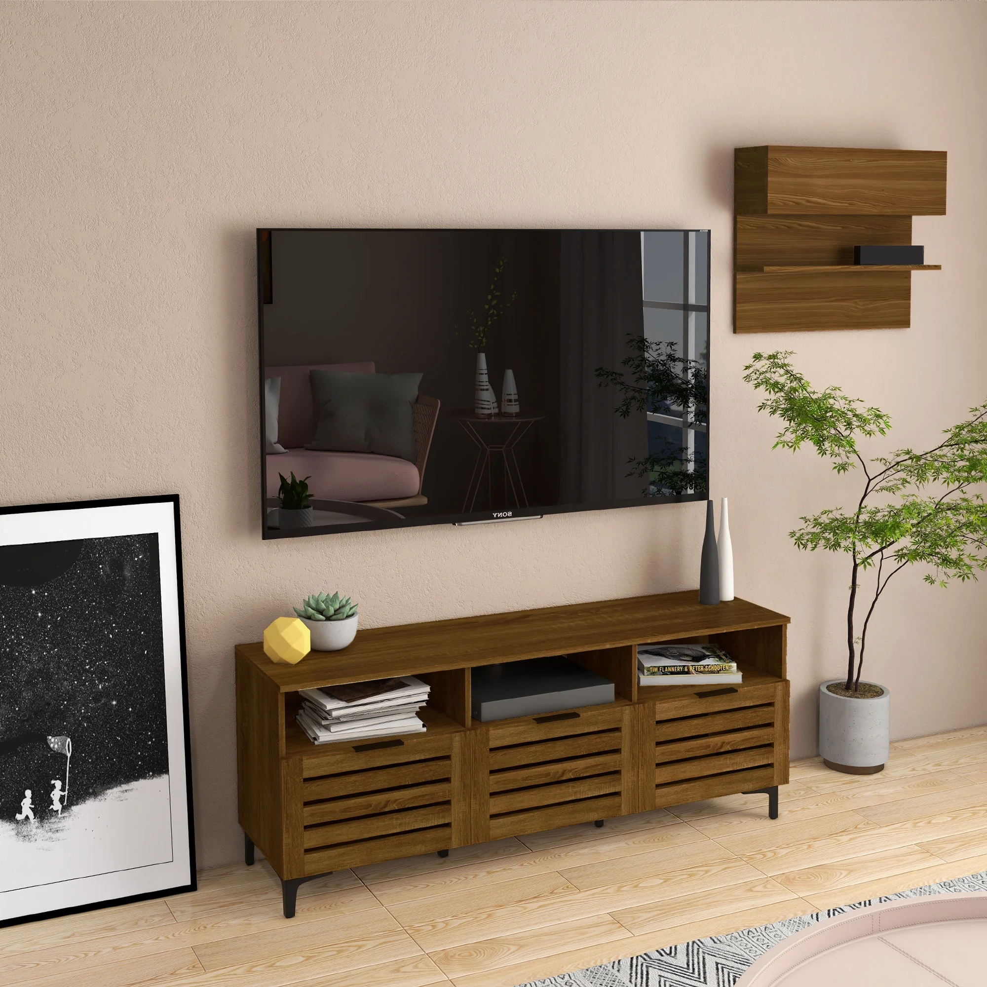 HOMCOM TV Cabinet Stand for TVs up to 65