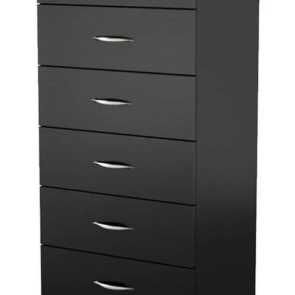 6 Drawers Dresser, Tall Wood Lingerie Chest For Bedroom, Modern Storage Tower Organizer For Closet, Black