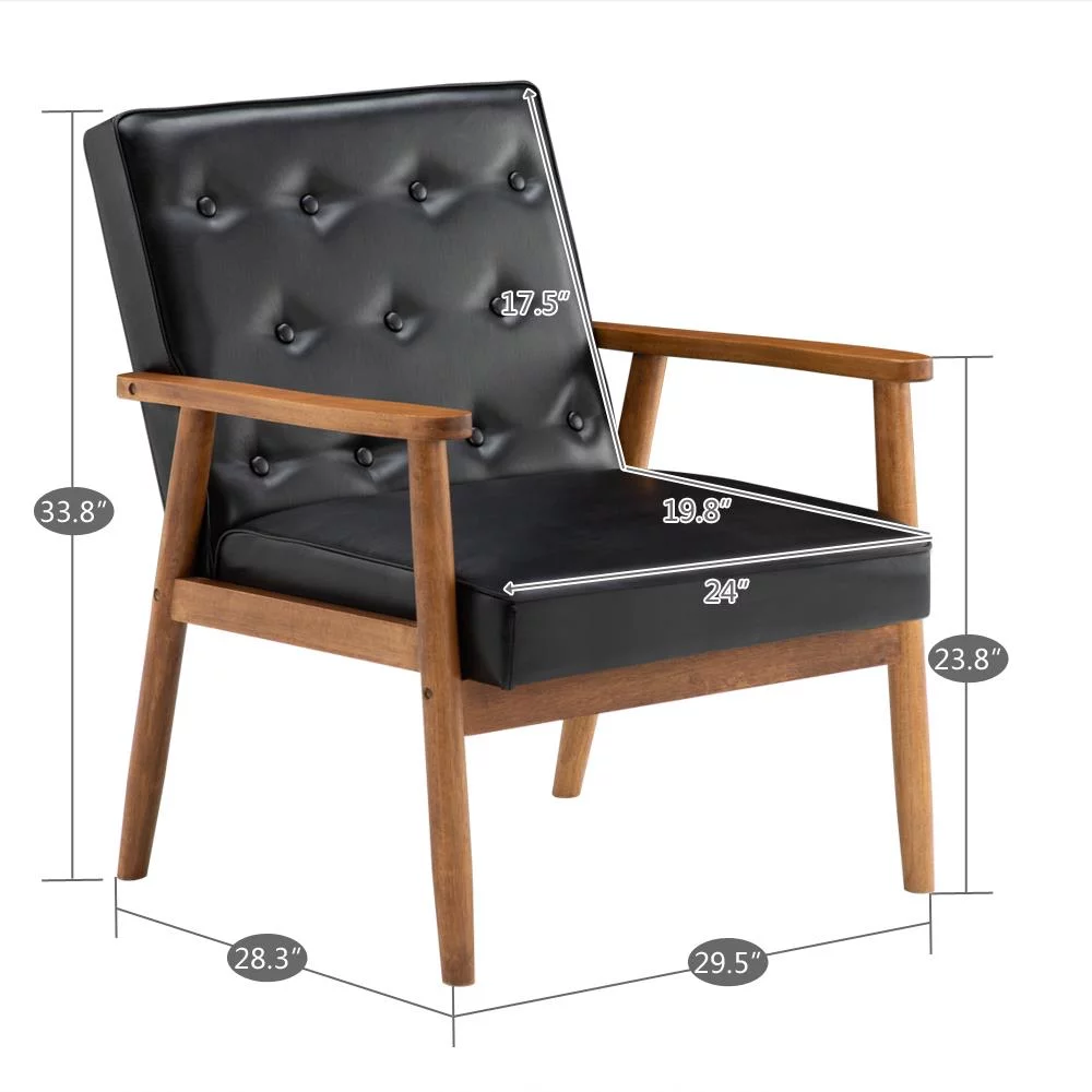 Zimtown Mid-Century Accent Arm Chair Modern Legs Tufted Lounge Chair for Living Room and Bedroom Black