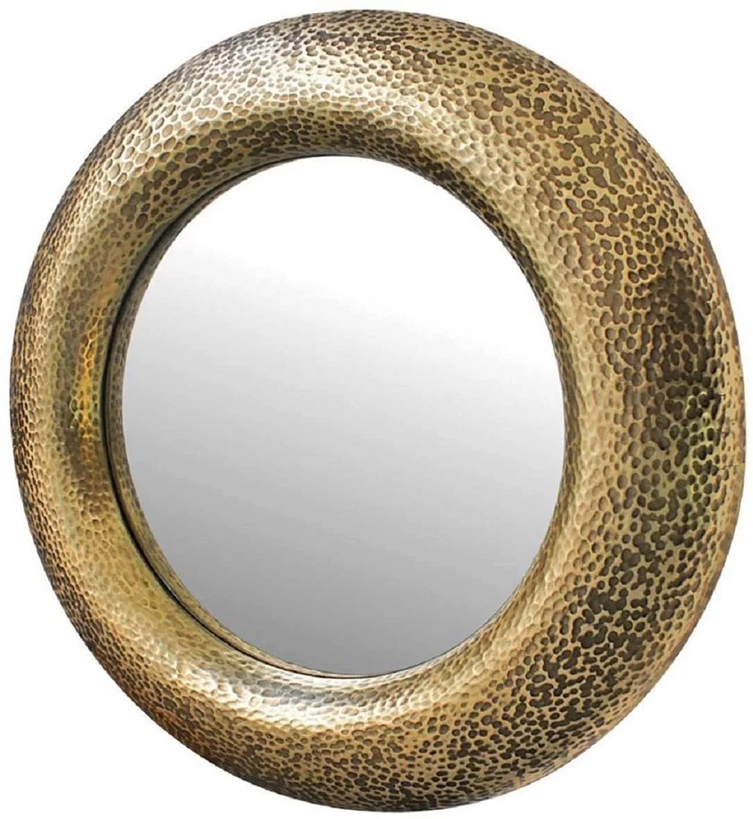 Luxury Mirror Silver - Round Fiberglass Wall Mirror - Living Room Mirror - Wardrobe Mirror - Luxury Collection (15 Inches, Gold)
