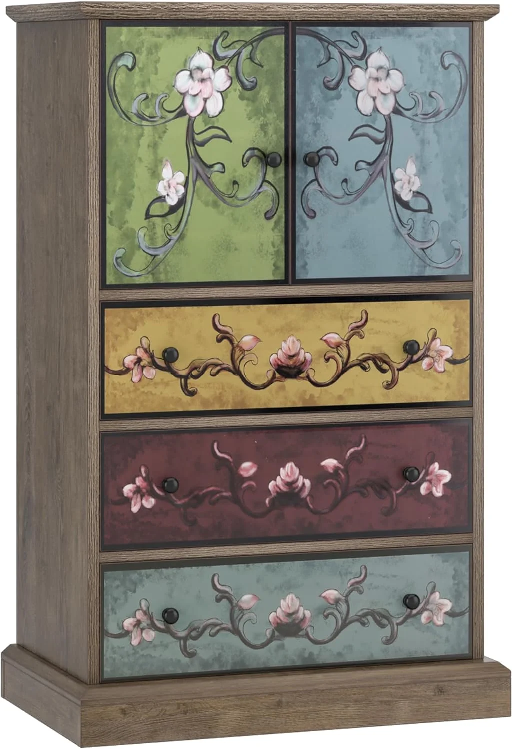 Wood Dresser Chest of Drawers  Tall Dresser  Dresser with Drawers and Doors  16.1D x 23.6W 42.3H Inch Wood Dresser Accent Dresser for  Office