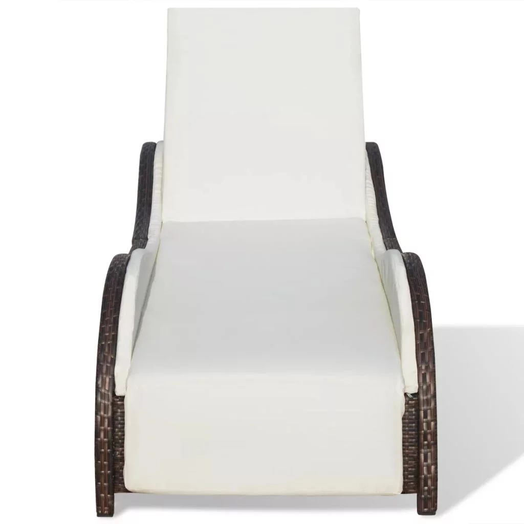 Anself Sun Lounger with Cushion Backrest Adjustable Poly Rattan Chaise Lounge Chair Outdoor Daybed Balcony Patio Poolside Deck Backyard Garden Furniture 79 x 29 x 18 Inches (L x W x H)