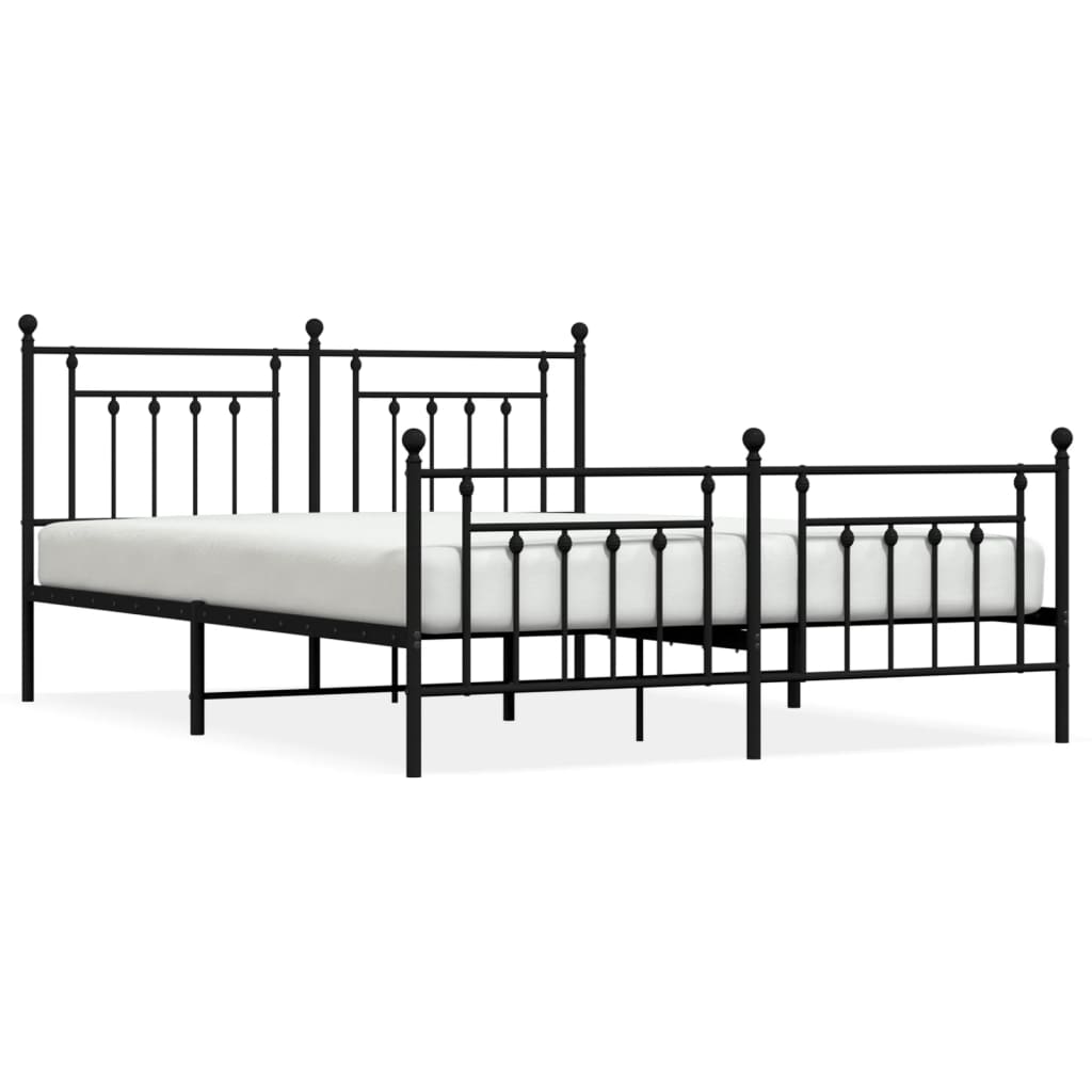 Metal Bed Frame with Headboard and Footboard Black 72