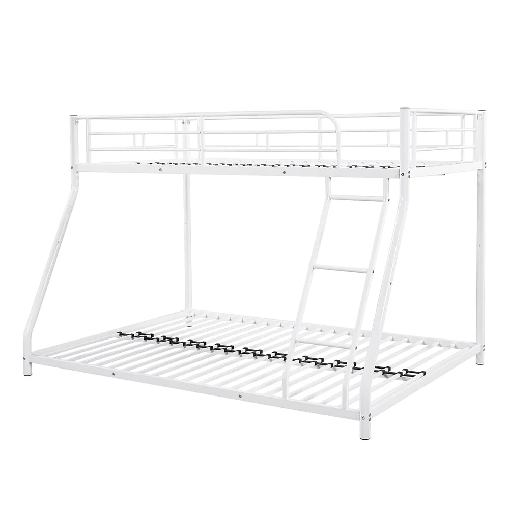 Twin over Full Metal Bunk Bed Frame White