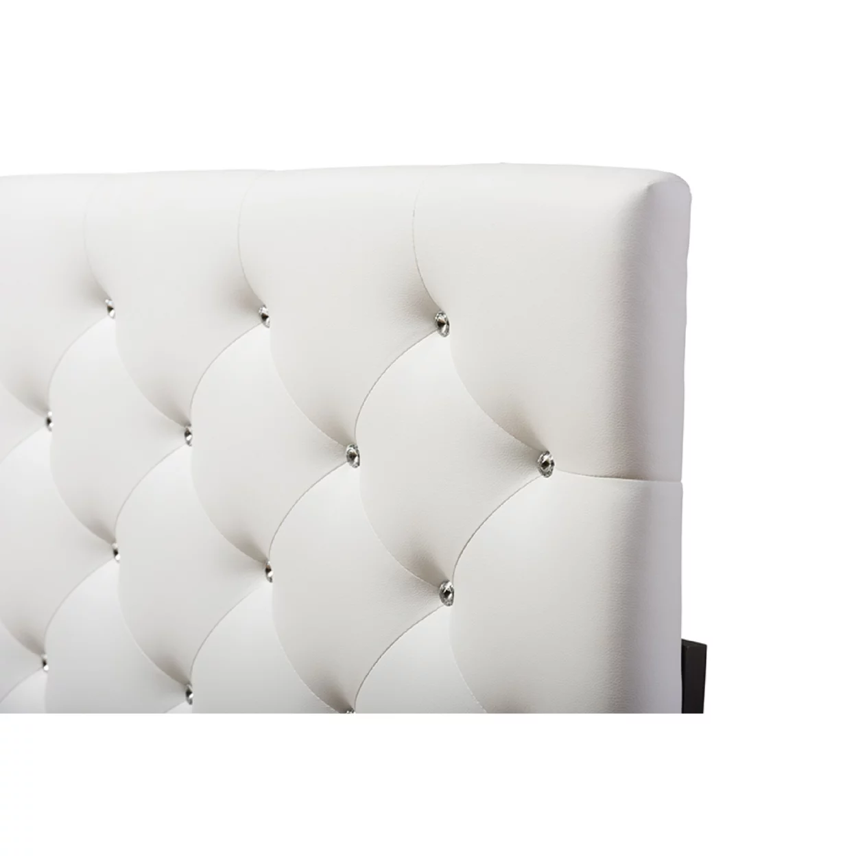 Baxton Studio Viviana Modern and Contemporary White Faux Leather Upholstered Button-tufted Full Size Headboard,Wholesale