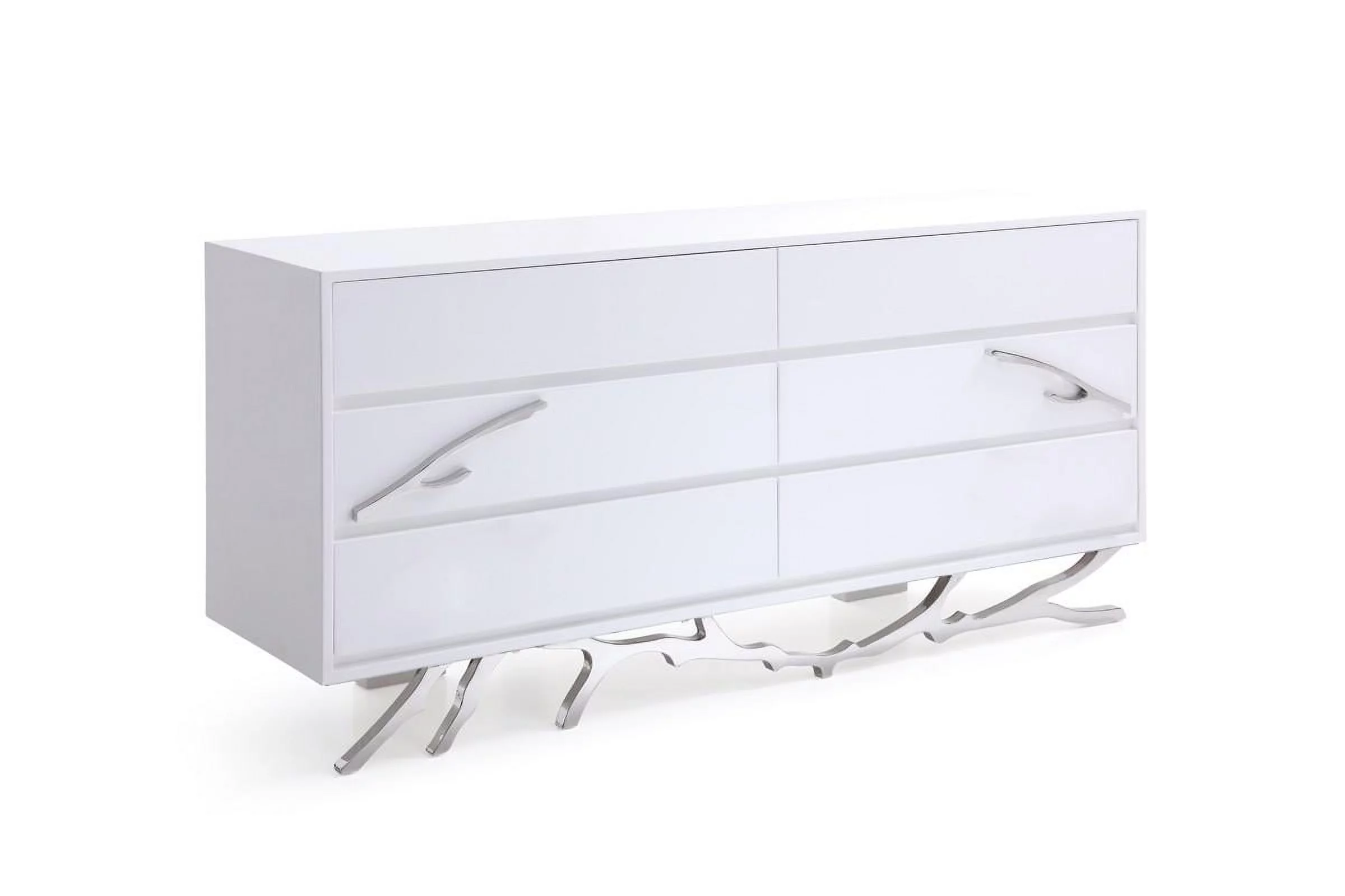 Modern White High Gloss Finish & Chrome Dresser VIG Modrest Legend