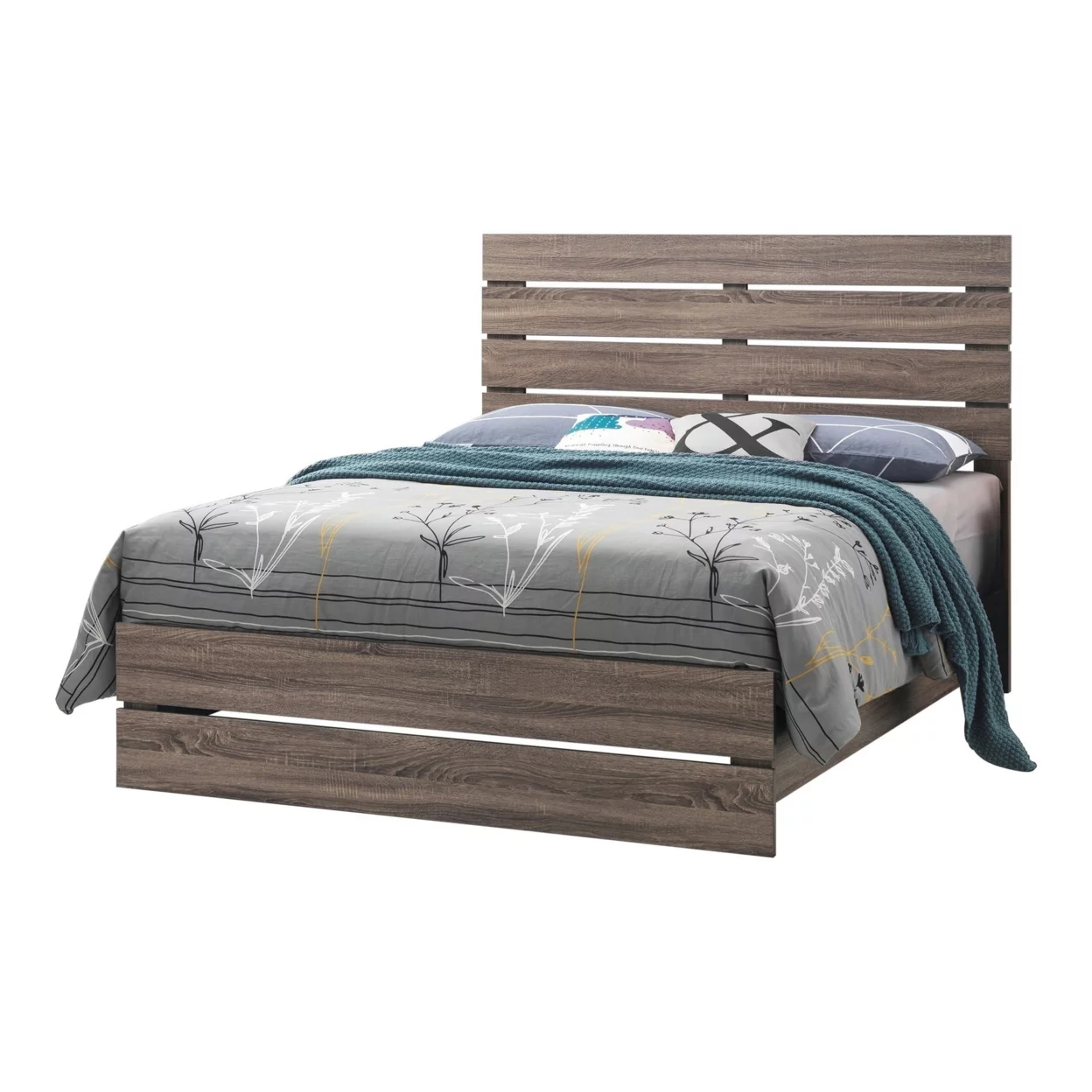 Eastern King Bed with Panel Headboard and Footboard Brown- Saltoro Sherpi