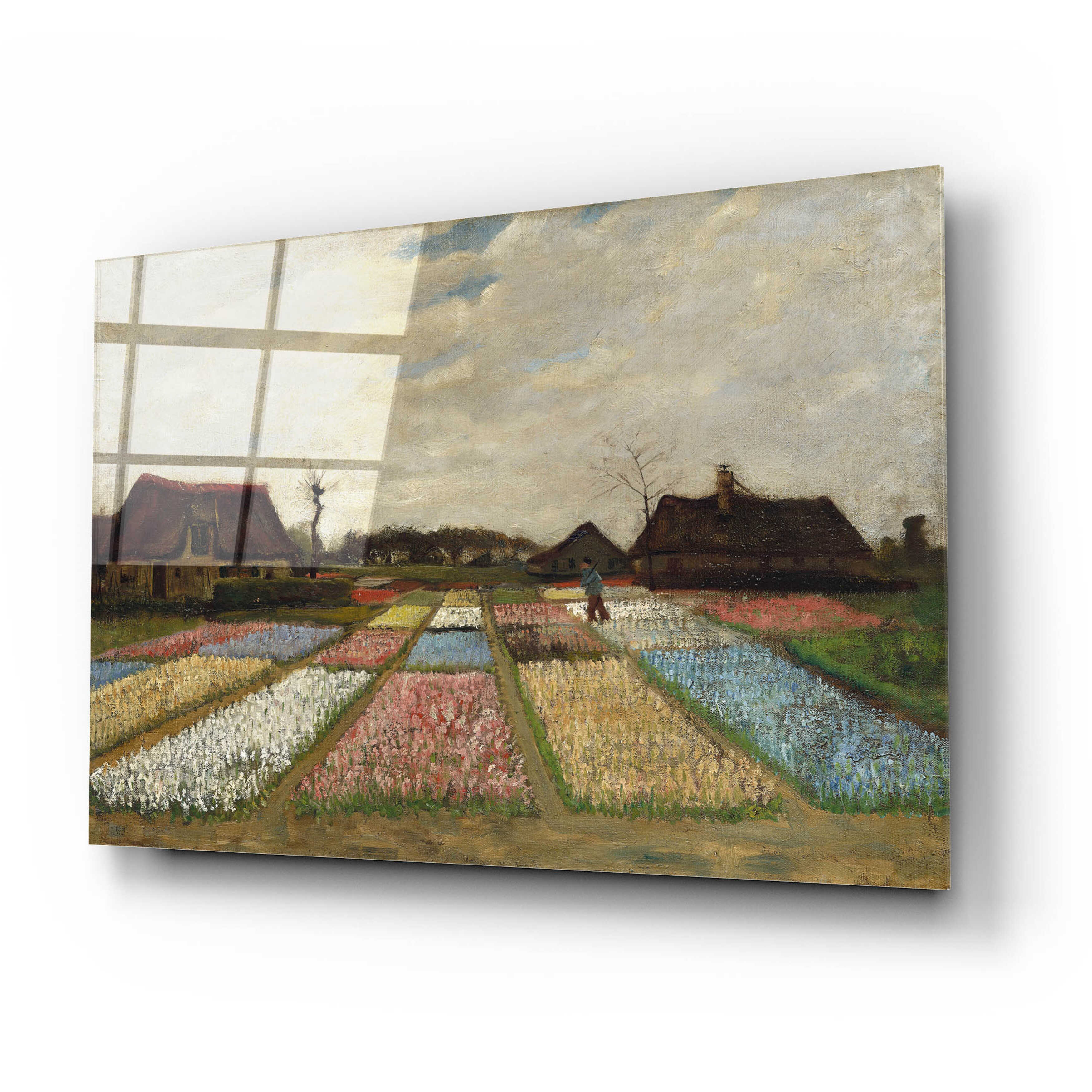 Epic Art 'Flower Beds In Holland' by Vincent Van Gogh, Acrylic Glass Wall Art, 24