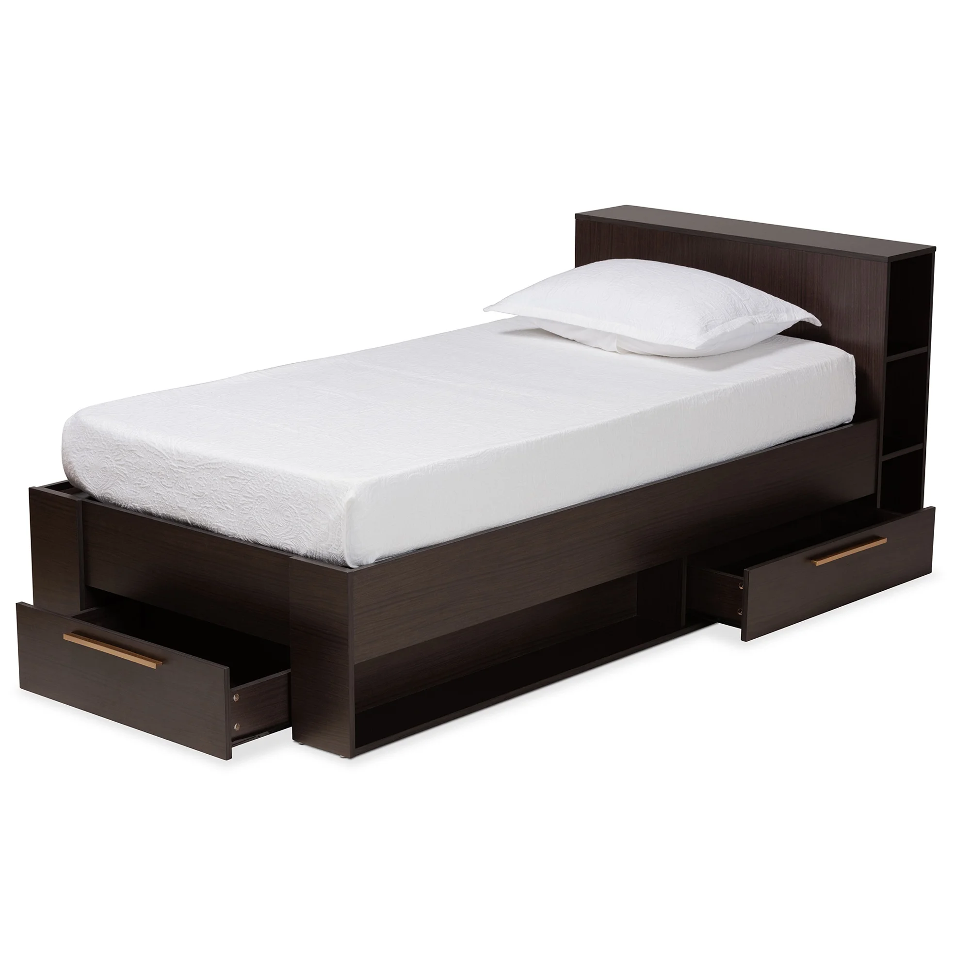 Baxton Studio Carlson Brown Finished Wood Twin Size 3-Drawer Platform Bed