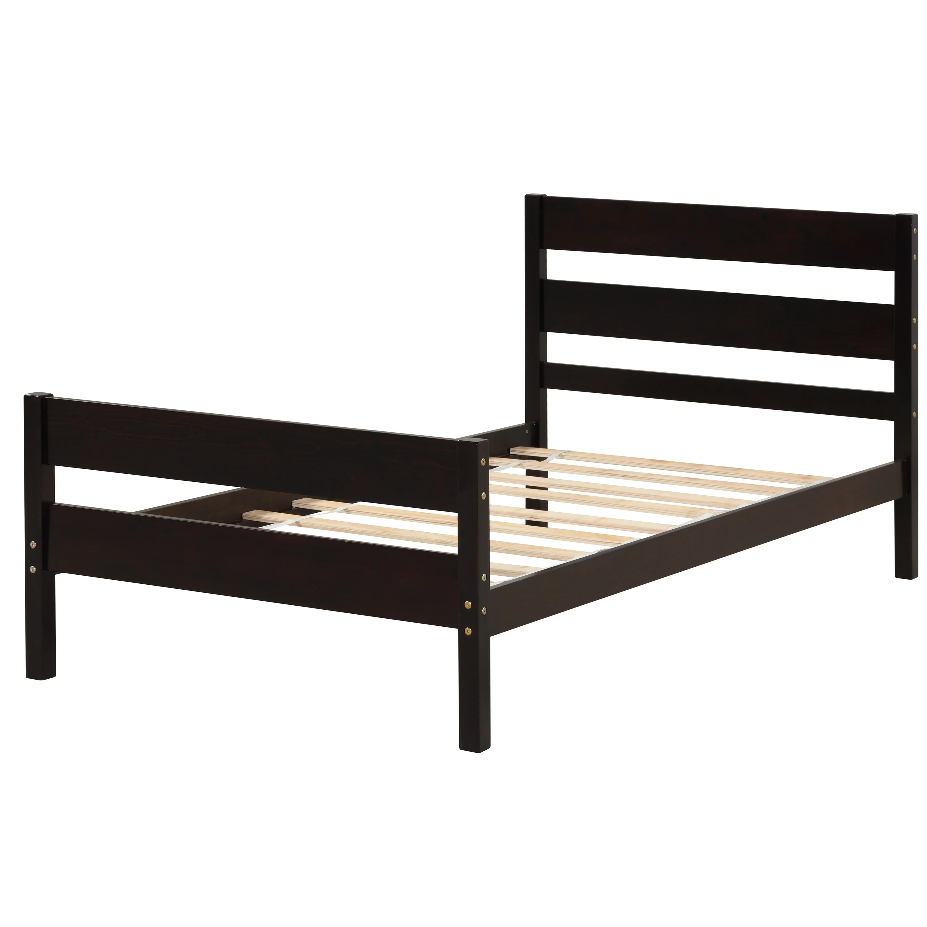 Minimalistic Pine Twin Bed with Headboard and Footboard, Ample Storage