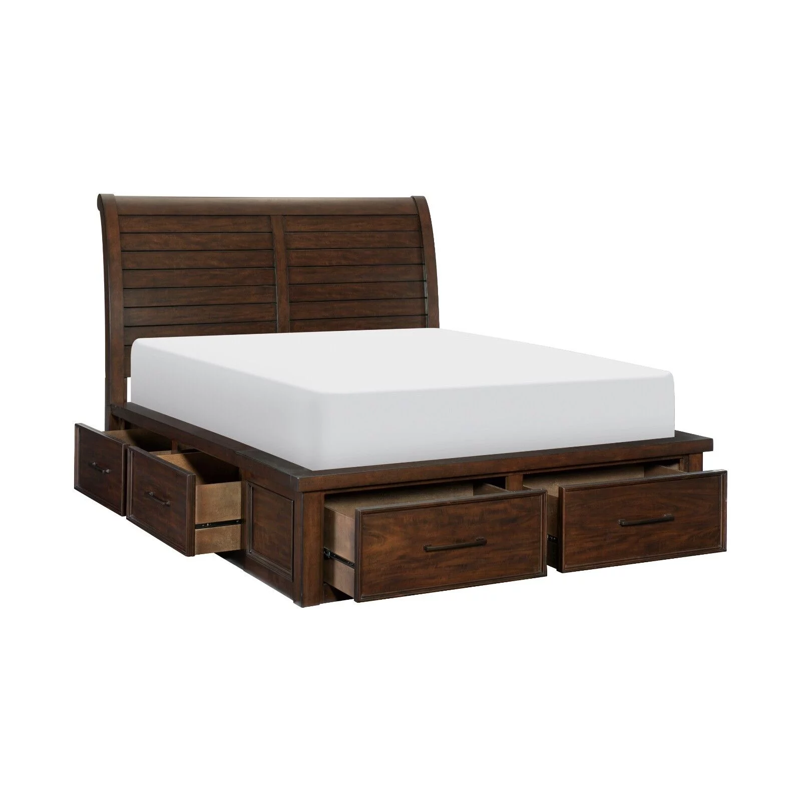 Transitional Brown Finish 1pc California King Size Storage Bed Sleigh Headboard 6x Drawers Classic Design Furniture