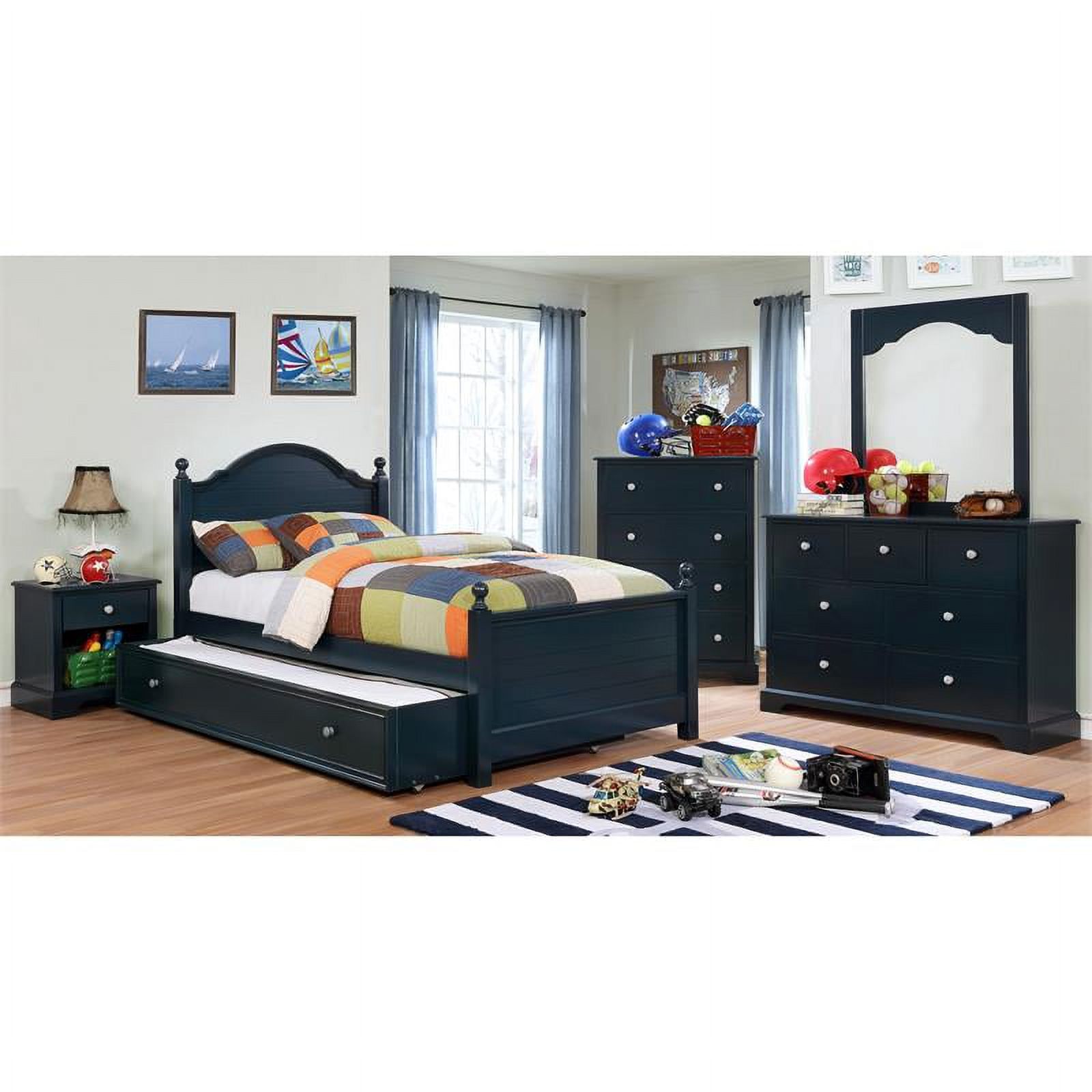 Furniture of America Belantra Solid Wood Twin Panel Kids Bed in Blue