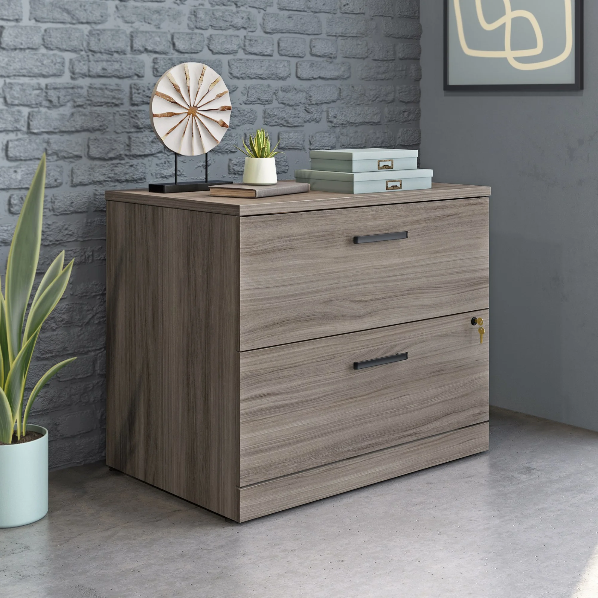 Sauder Affirm Engineered Wood Lateral Filing Cabinet in Hudson Elm/Brown