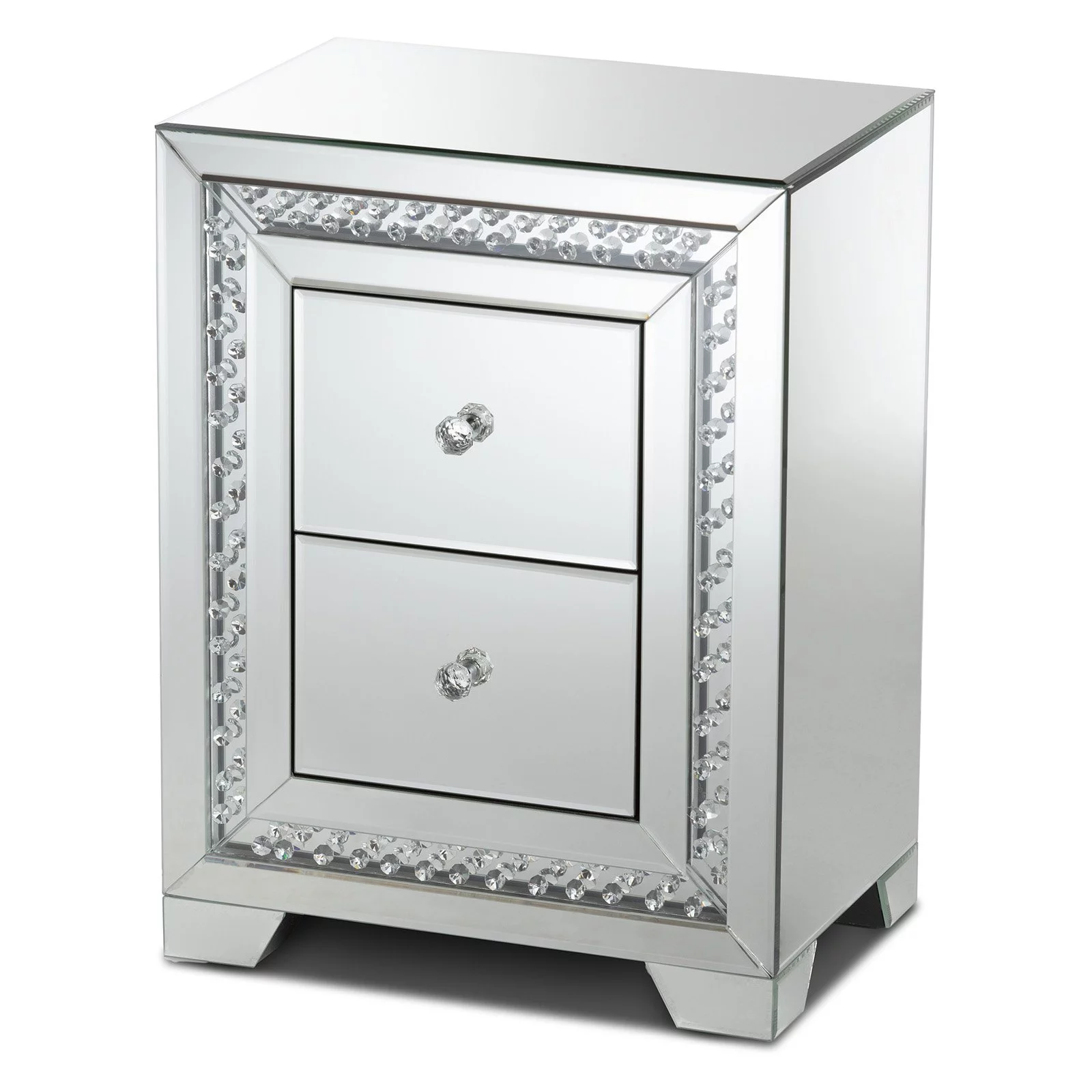 Baxton Studio Mina Modern and Contemporary Hollywood Regency Glamour Style Mirrored 2-Drawer End Table End Table