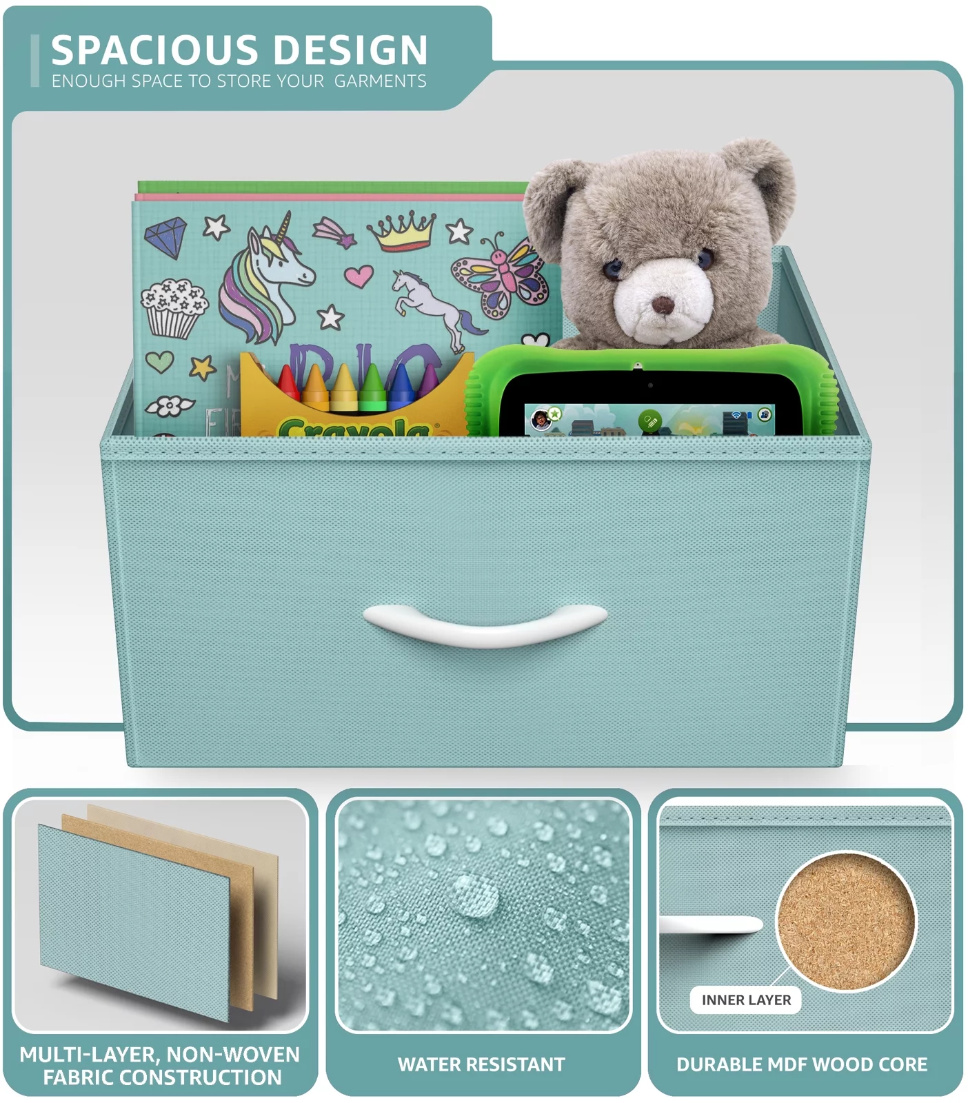 Sorbus Multi-Bin Toy Organizer for Kids Bedroom / Playroom - 8 Color Drawer Furniture Storage Dresser with White Wood Shelf Top