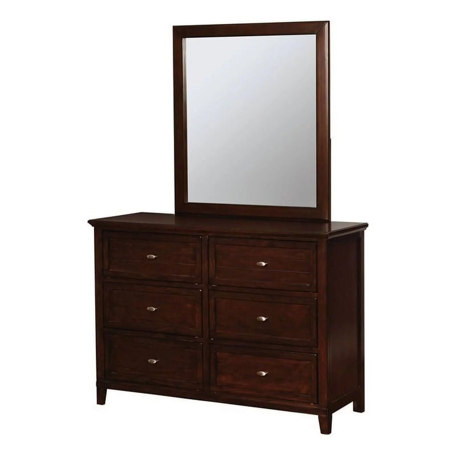 Bowery Hill Transitional Wood Dresser and Mirror in Brown Cherry