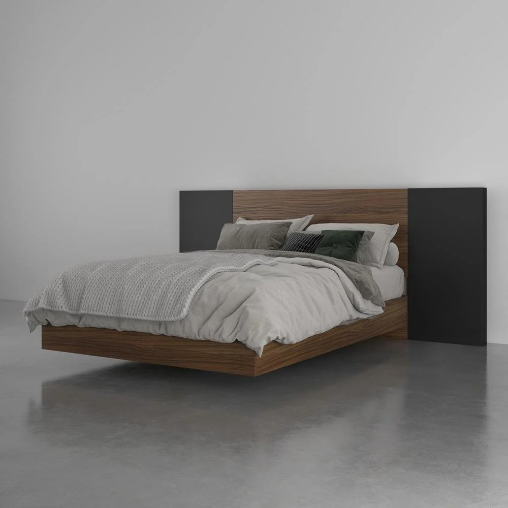 Nexera Dusk 3 Piece Full Size Bedroom Set, Walnut and Black