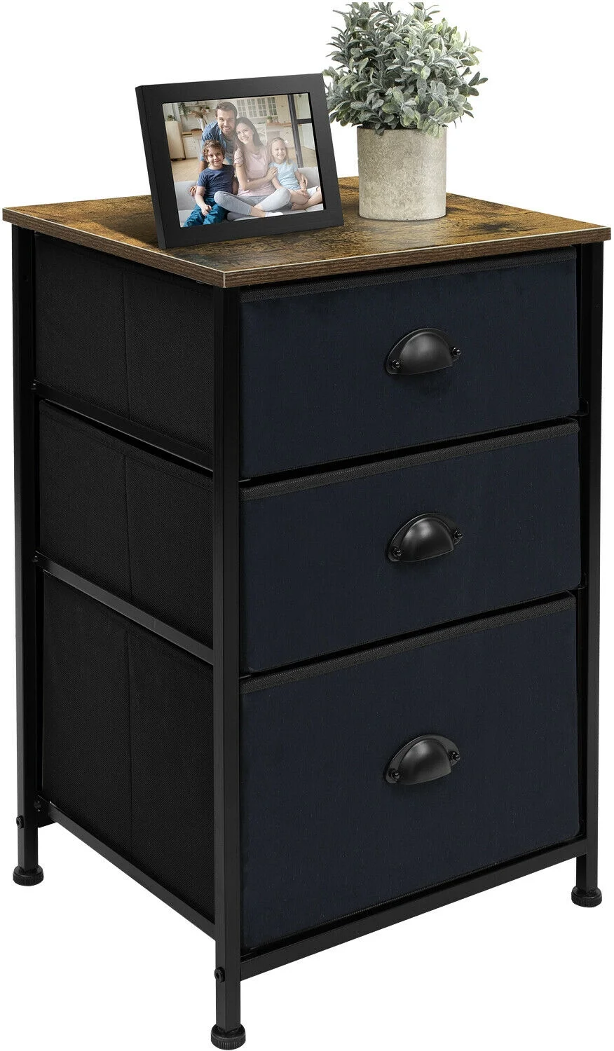 Nightstand Shelf Storage Dresser w/ Drawers - Bedside Furniture Accent End Table