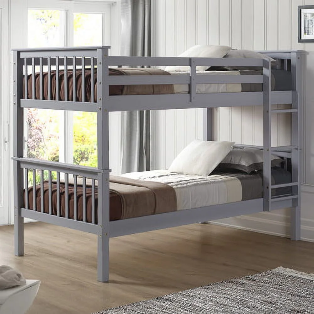 Walker Edison Twin over Twin Solid Wood Mission Design Bunk Bed - White