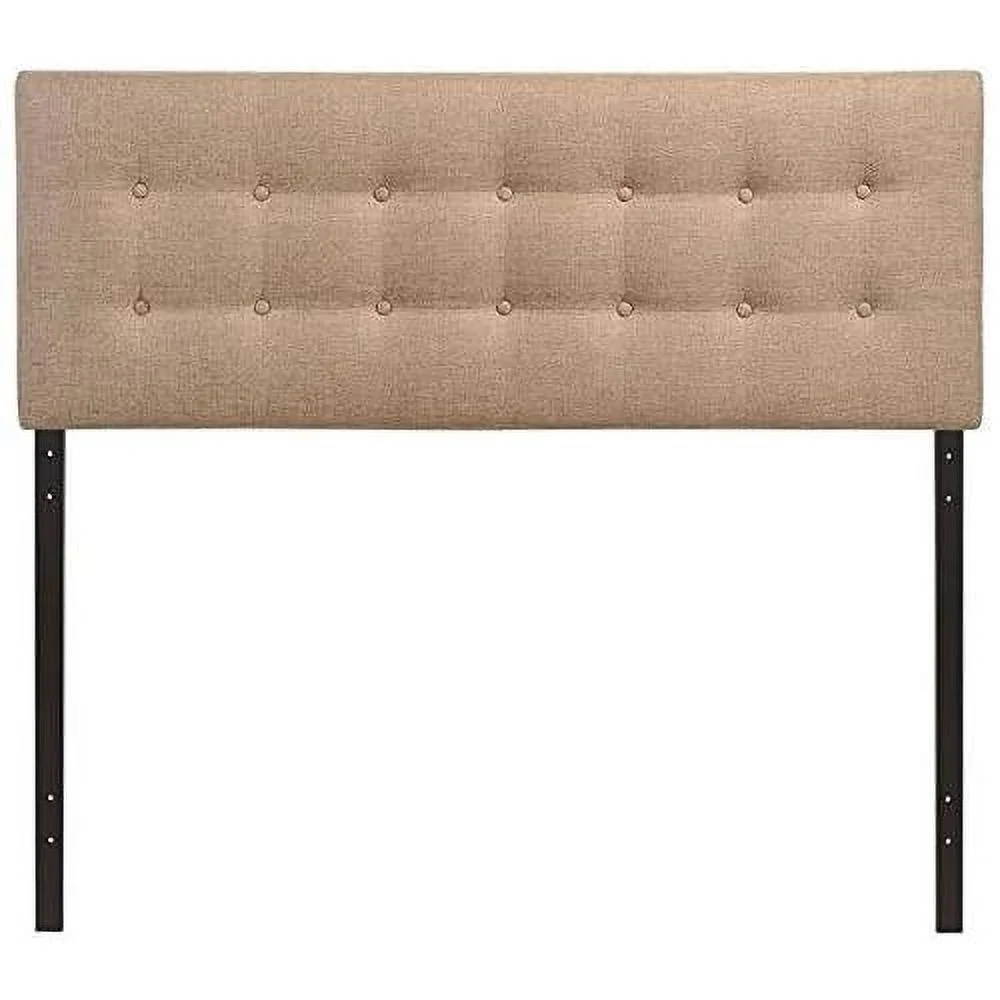 Roseberry Kids Modern Fabric Upholstered Queen Panel Headboard In Beige