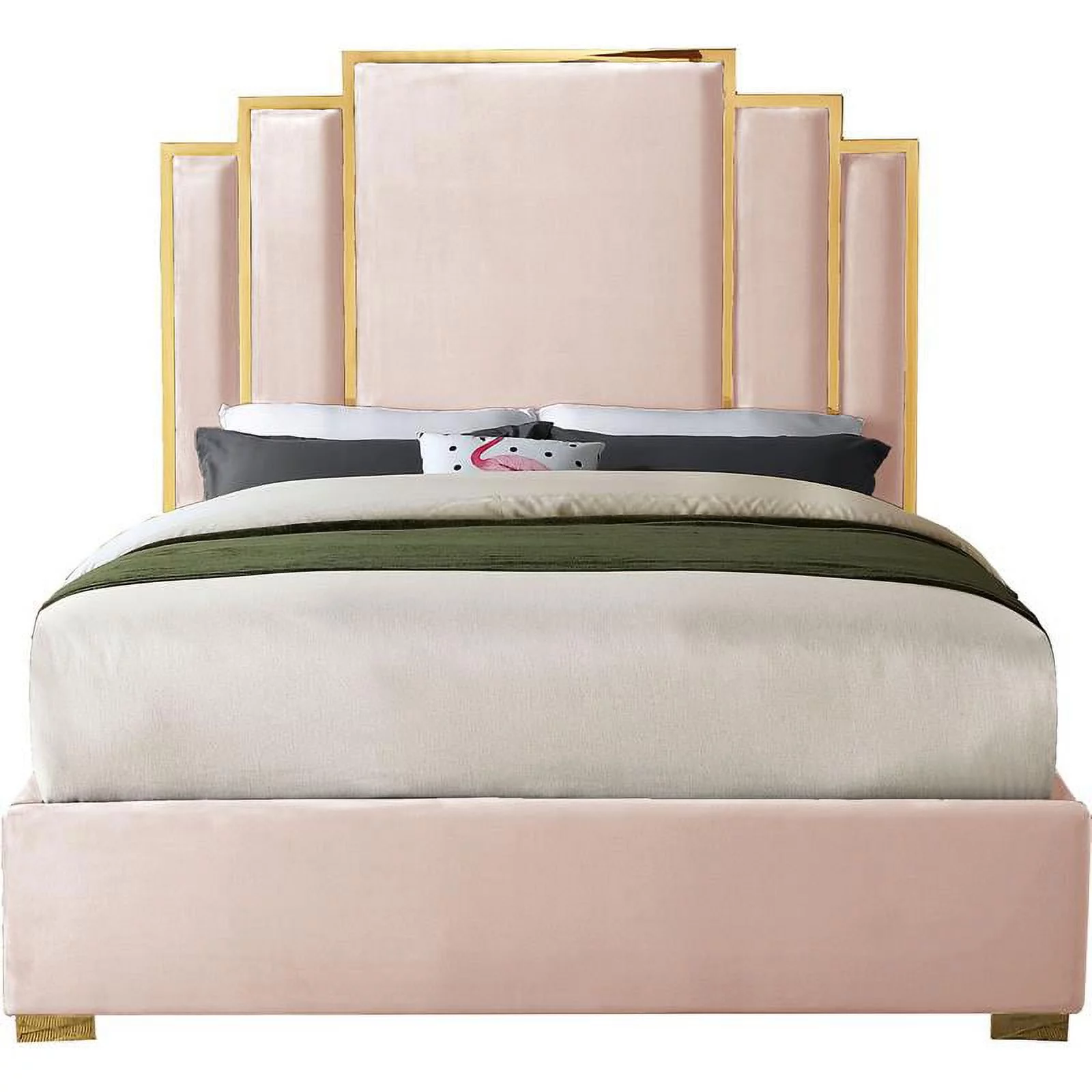 Meridian Furniture Hugos Pink Velvet King Bed