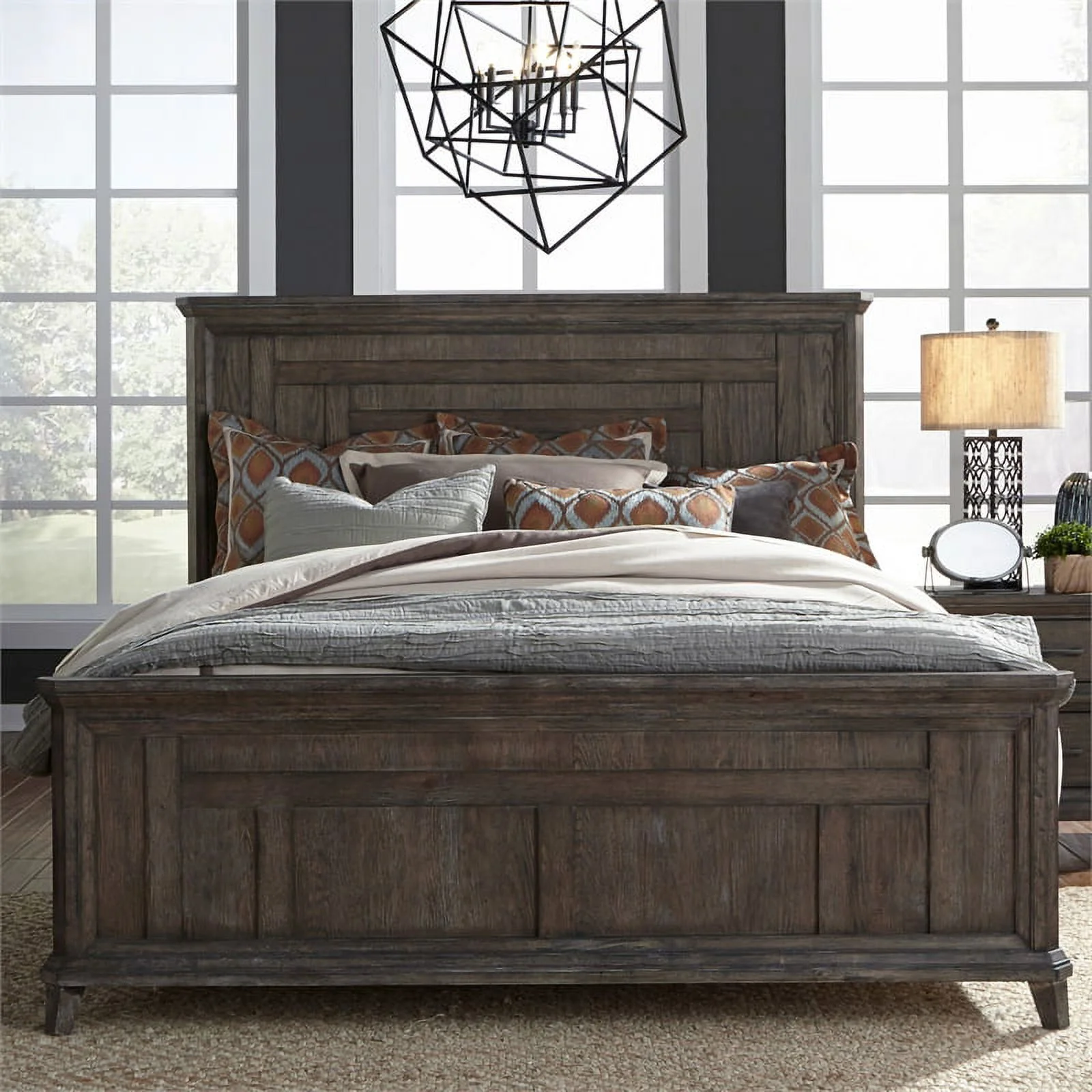 Artisan Prairie Dark Brown King Panel Bed