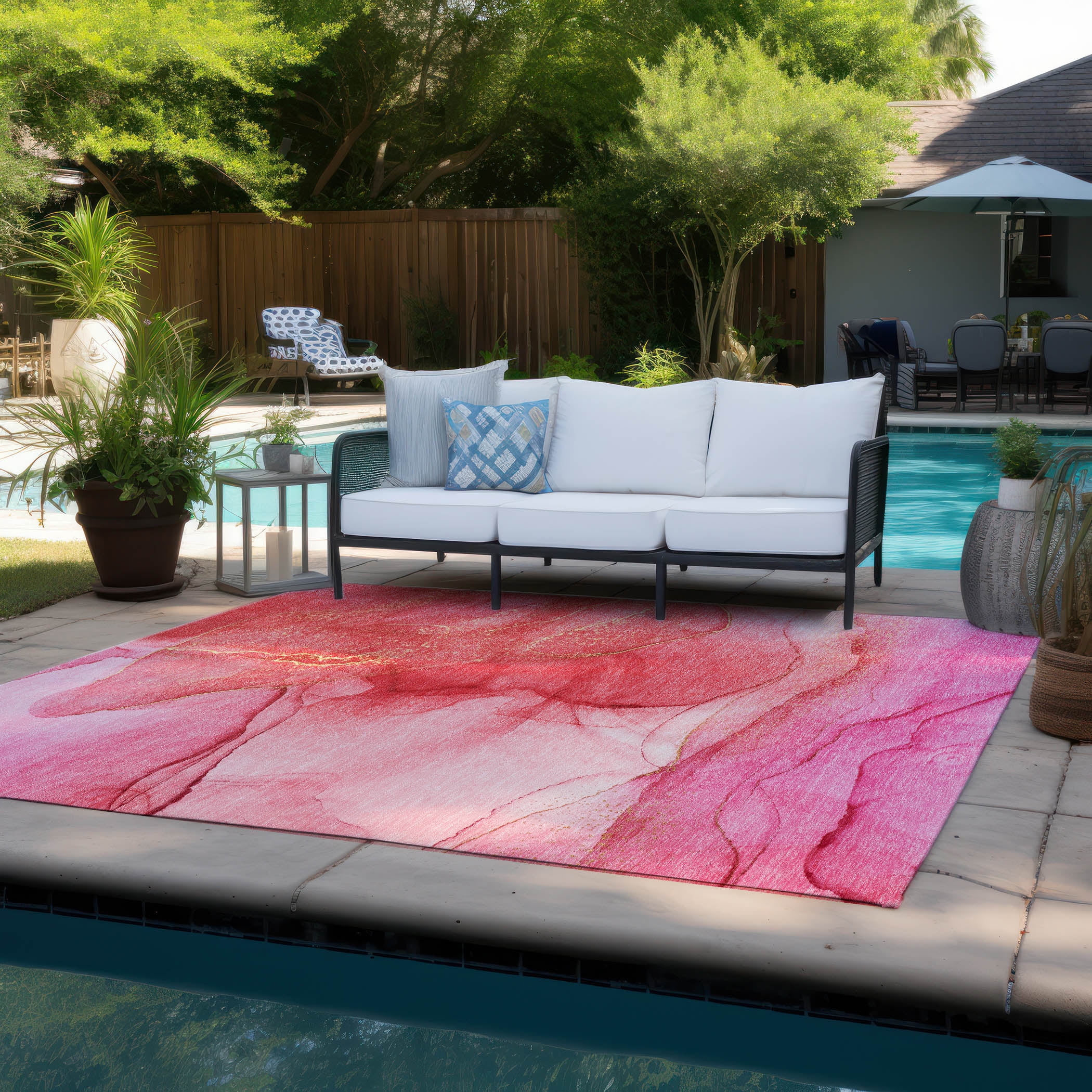 Addison Rugs Chantille ACN507 Pink 9' x 12' Indoor Outdoor Area Rug, Easy Clean, Machine Washable, Non Shedding, Bedroom, Living Room, Dining Room, Kitchen, Patio Rug