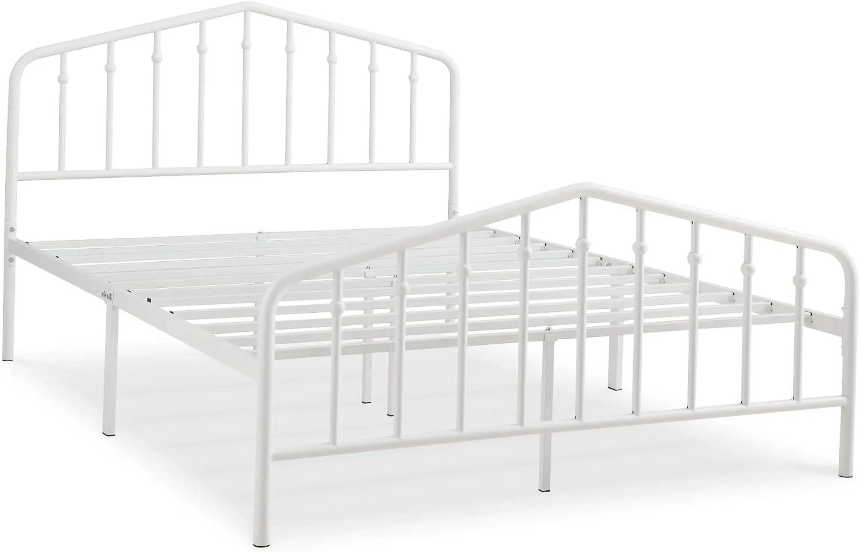 QCAI Casual Trentlore Metal Bed, Full, White