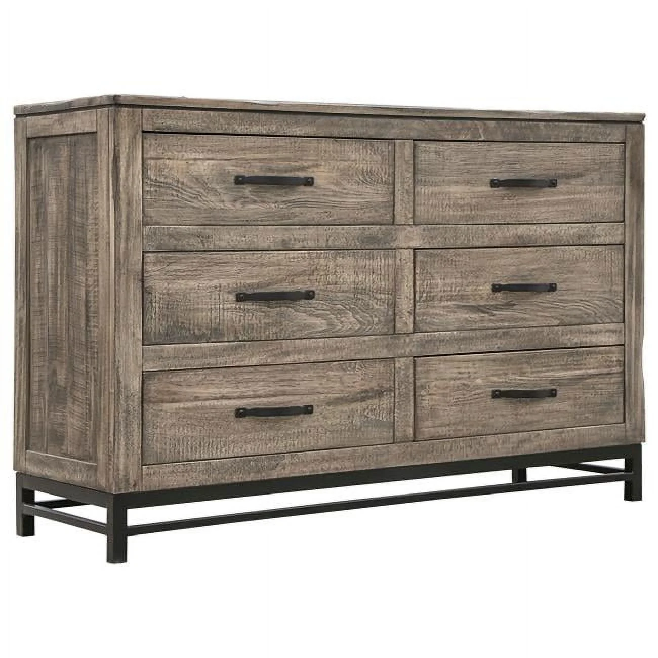 56 in. Brown Solid Wood Six Drawer Double Dresser