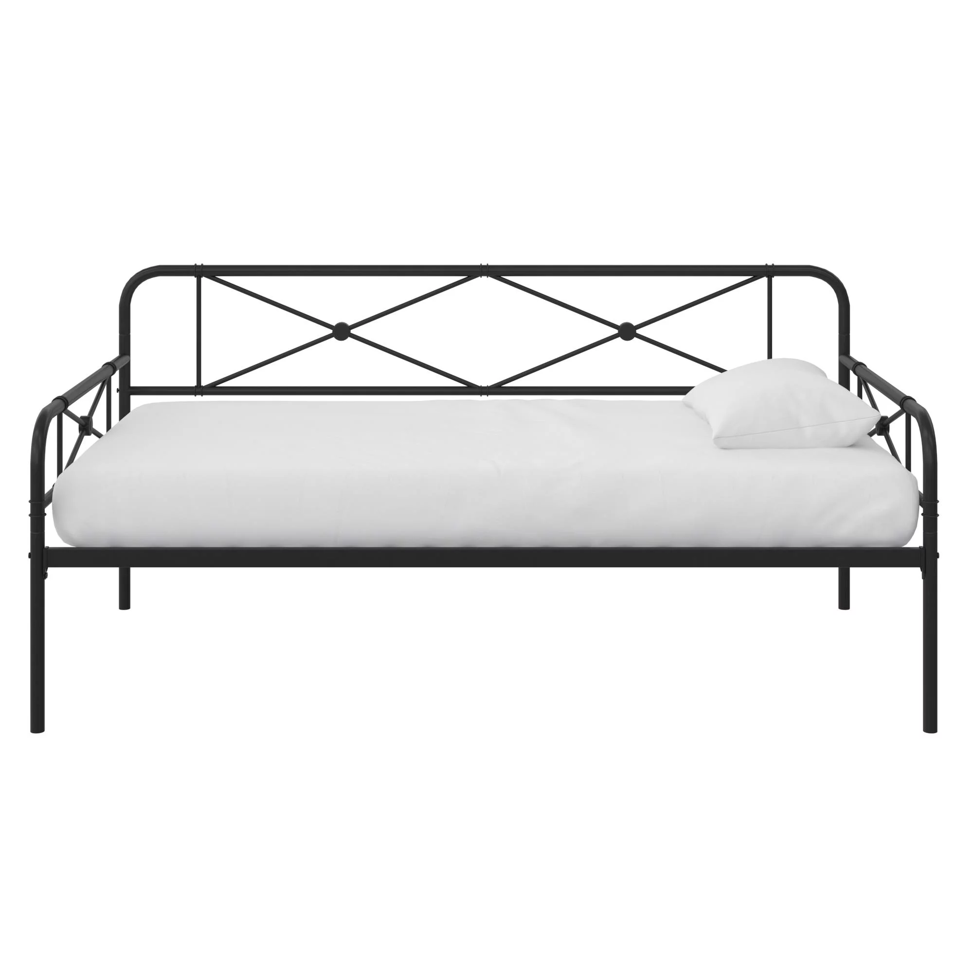 RealRooms Allysa Metal Daybed, Strong Steel Slats and Frame, Twin, Black