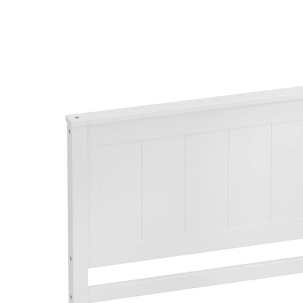 Platform Bed Frame with Headboard , Wood Slat Support , No Box Spring Needed ,Queen White