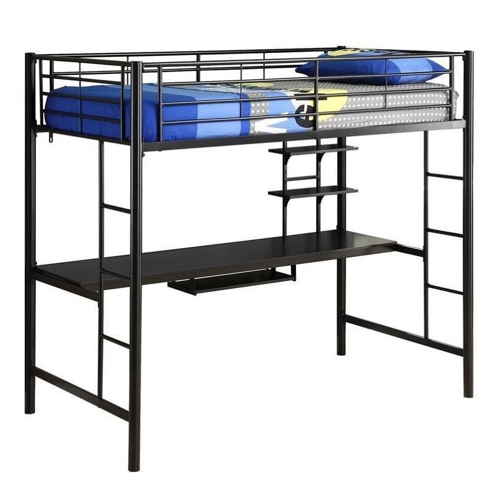 Pemberly Row Metal Twin Workstation Loft Bunk Bed in Black