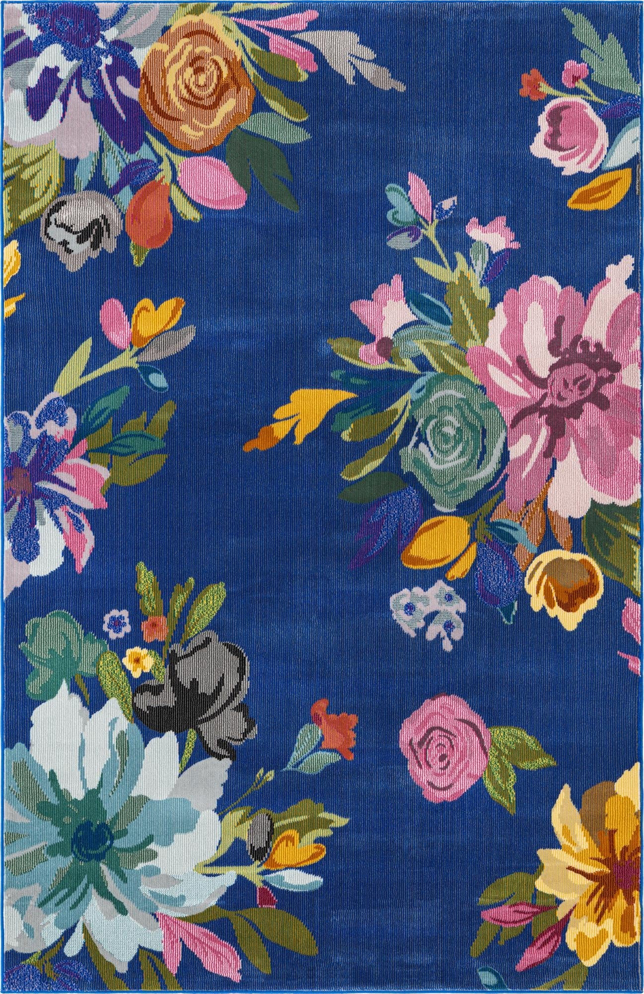 Unique Loom Laura Blossom Rug Blue/Gold 5' 3
