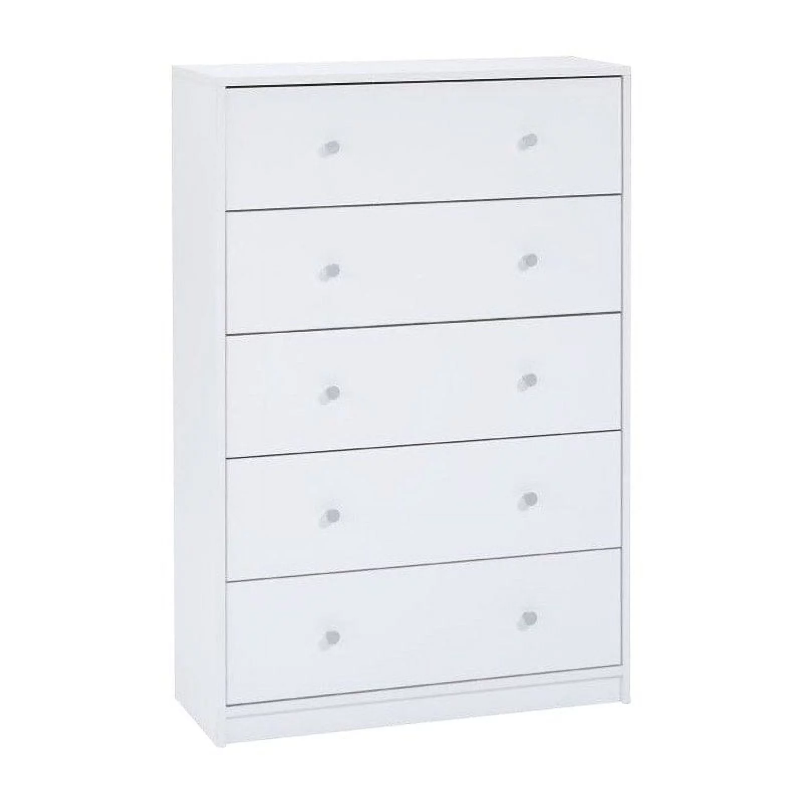 Pemberly Row Contemporary Wood 5 Drawer Chest in White
