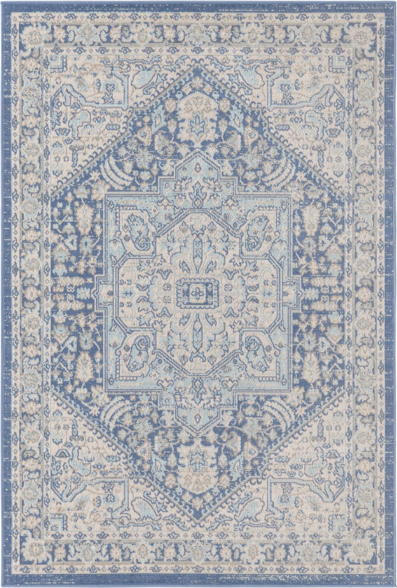 Unique Loom Milano Whitney Rug French Blue/Ivory 4' 1