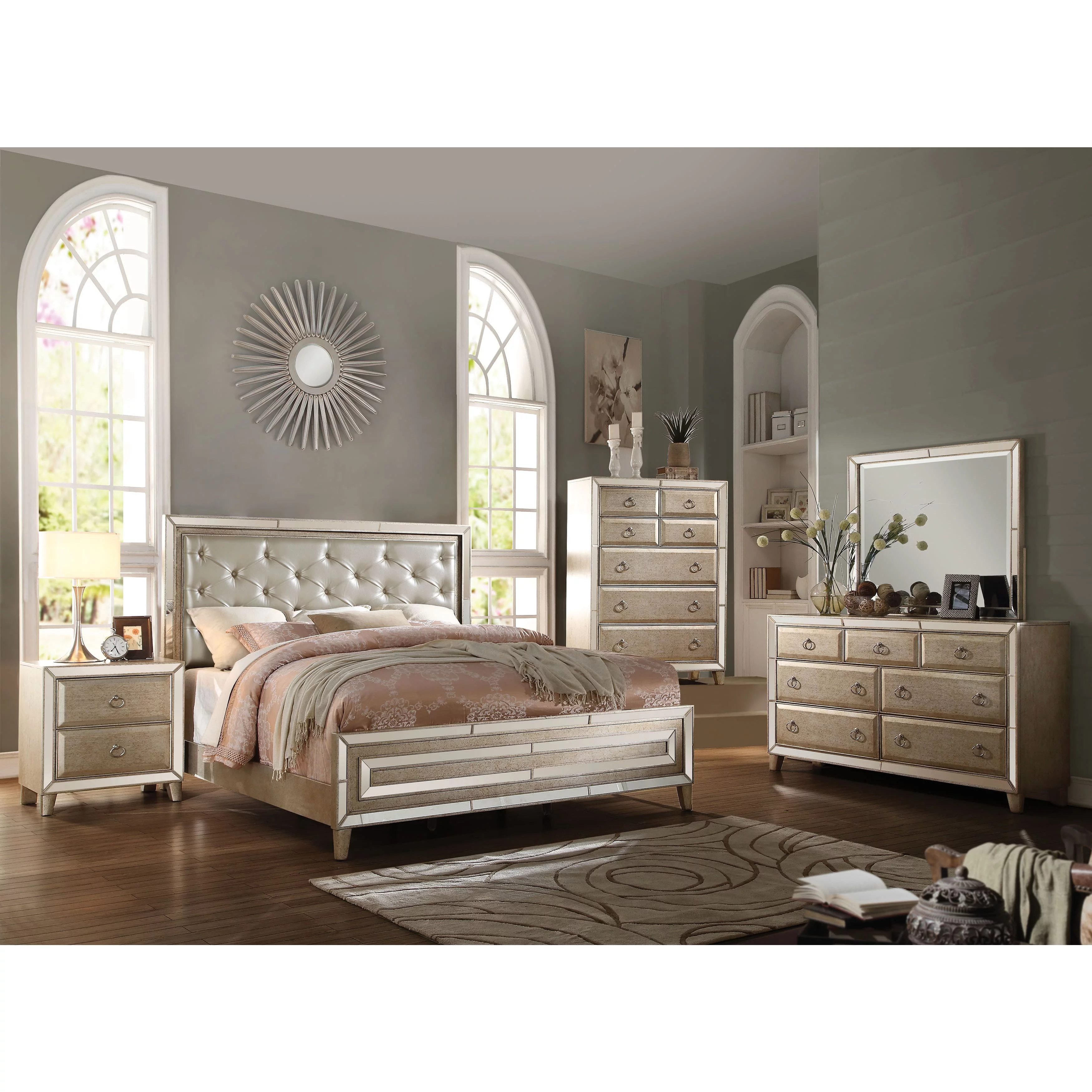 Acme Furniture Voeville Antique Silver Chest with Five Drawers