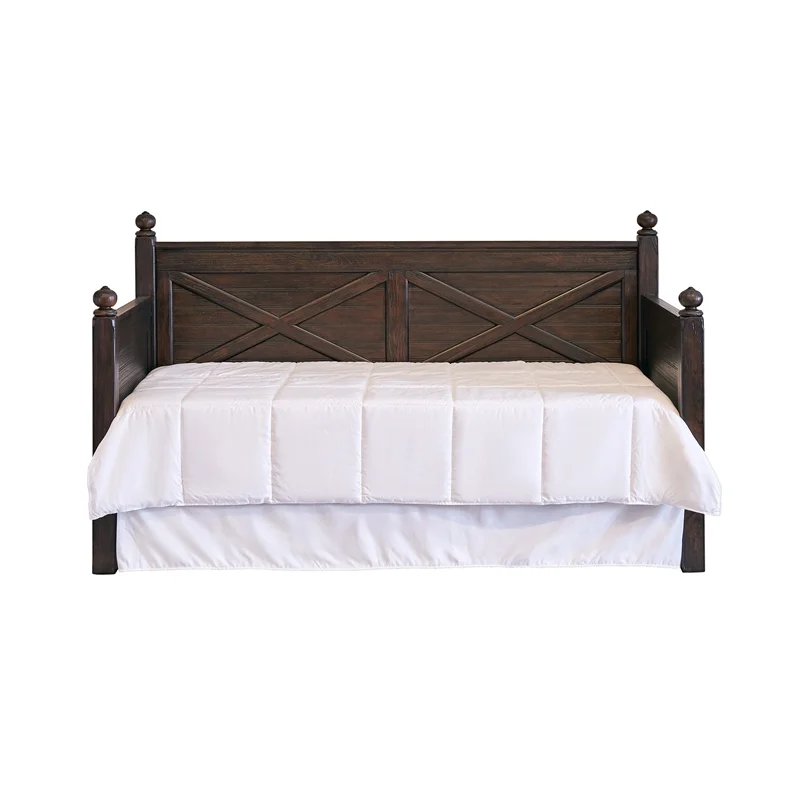 Pemberly Row Traditional Rustic Twin Daybed in Walnut Finish