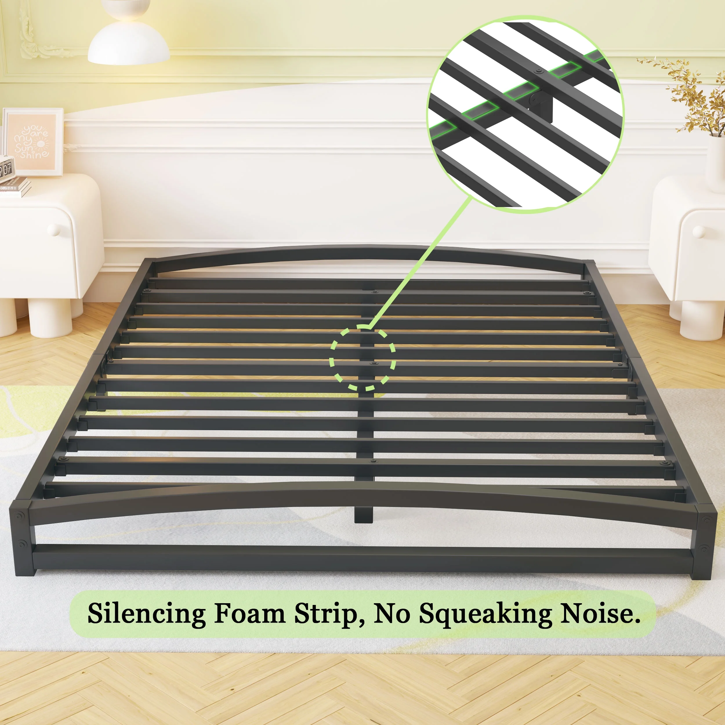 VHAHA Metal Bed Frame Full, 6 Inch Low Profile Platform Full Size Bed Frame No Box Spring Needed, Noise Free Mattress Foundation, Heavy Duty Steel Slat Support, Easy Assembly, Black