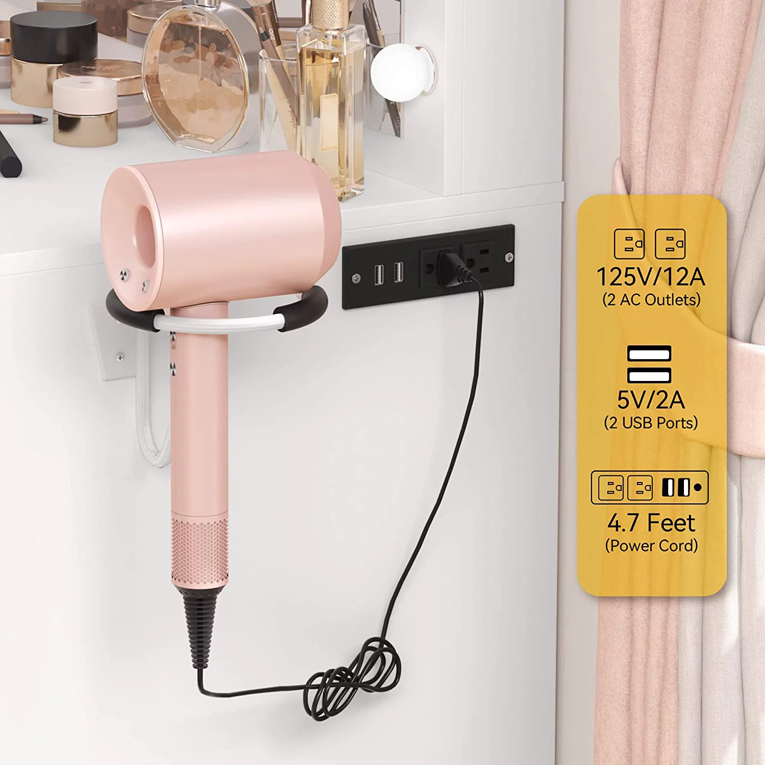 Dextrus Makeup Vanity Ensemble,Generously Sized Illuminated Mirror, Vanity Featuring Electrical Outlet, 3 Versatile Lighting Modes, Customizable Brightness, and 4 Storage Drawers for Women Girls