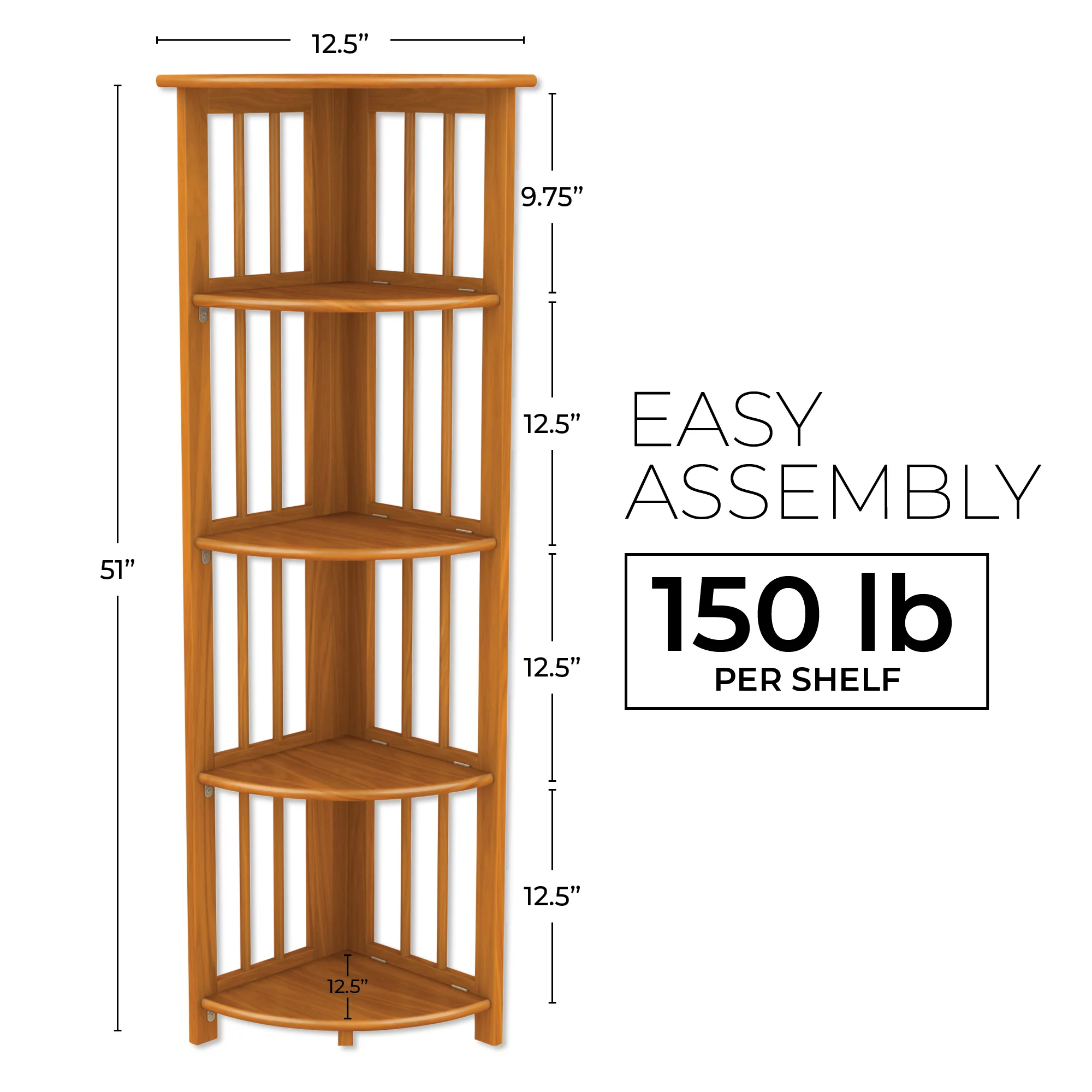 Stony-Edge Corner Folding Bookcase, Easy Assembly Bookshelf for Home Office Storage. 51