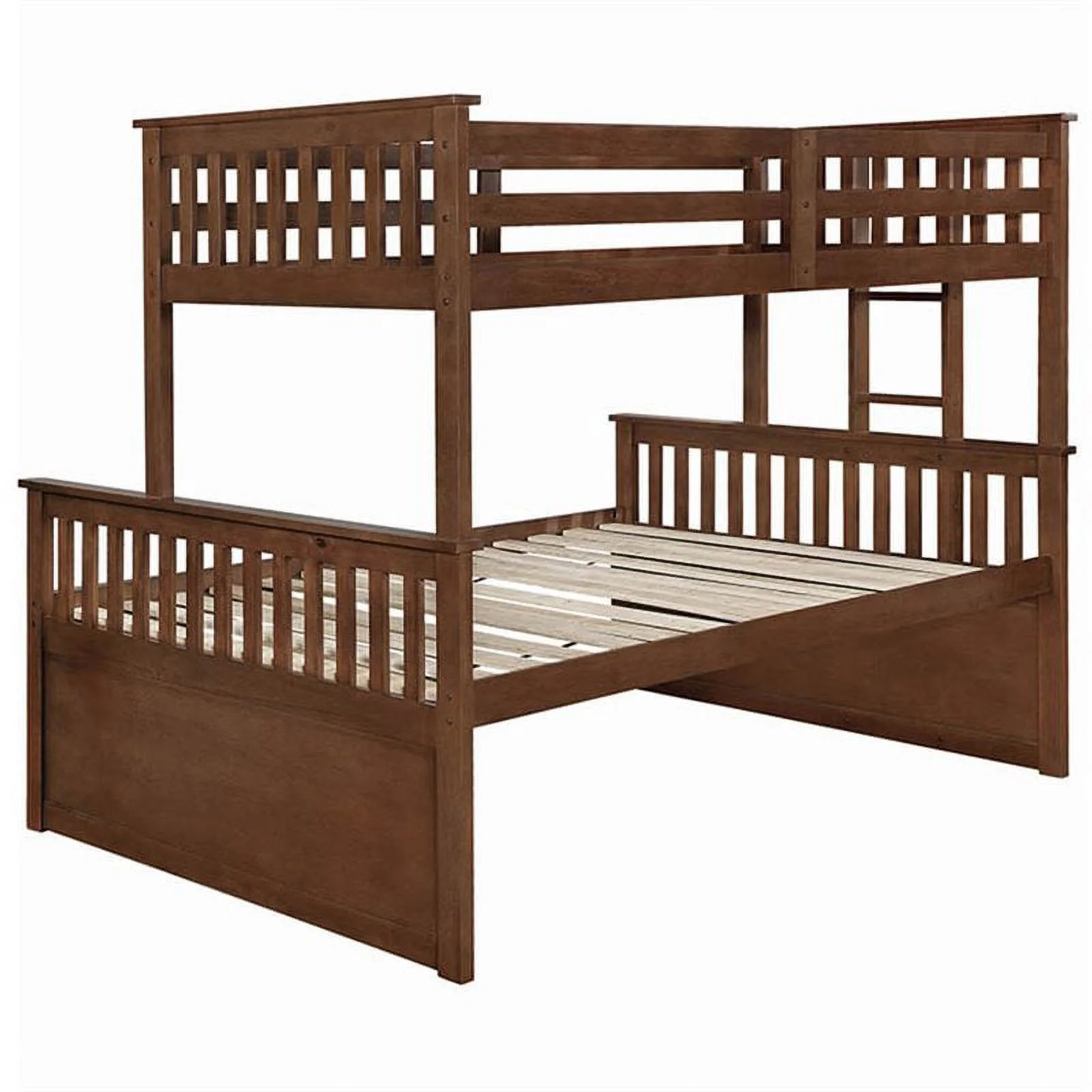 Roseberry Kids Transitional Wood Twin XL Over Queen Storage Bunk Bed in Walnut