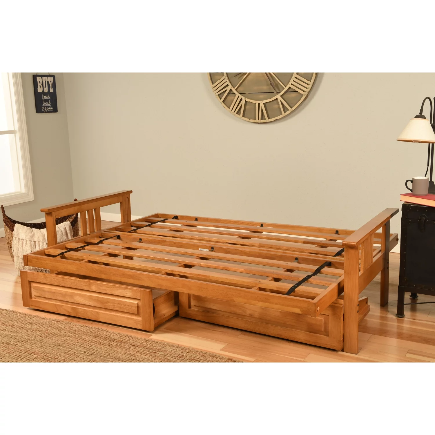 Maykoosh Lakeside Living Futon Frame/Butternut Finish/Storage Drawers