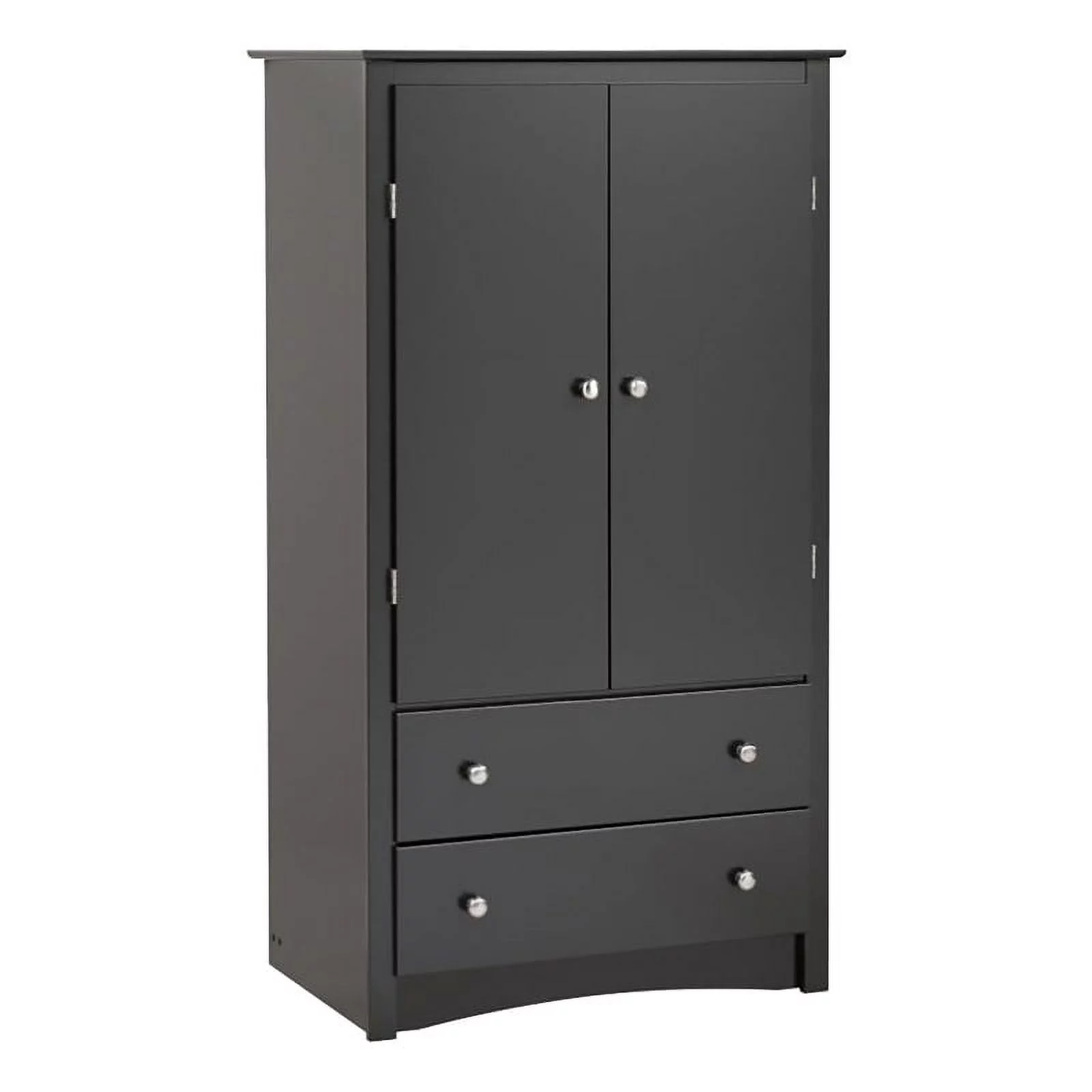 Kingfisher Lane Traditional 2 Door Wood Bedroom Wardrobe Armoire in Black