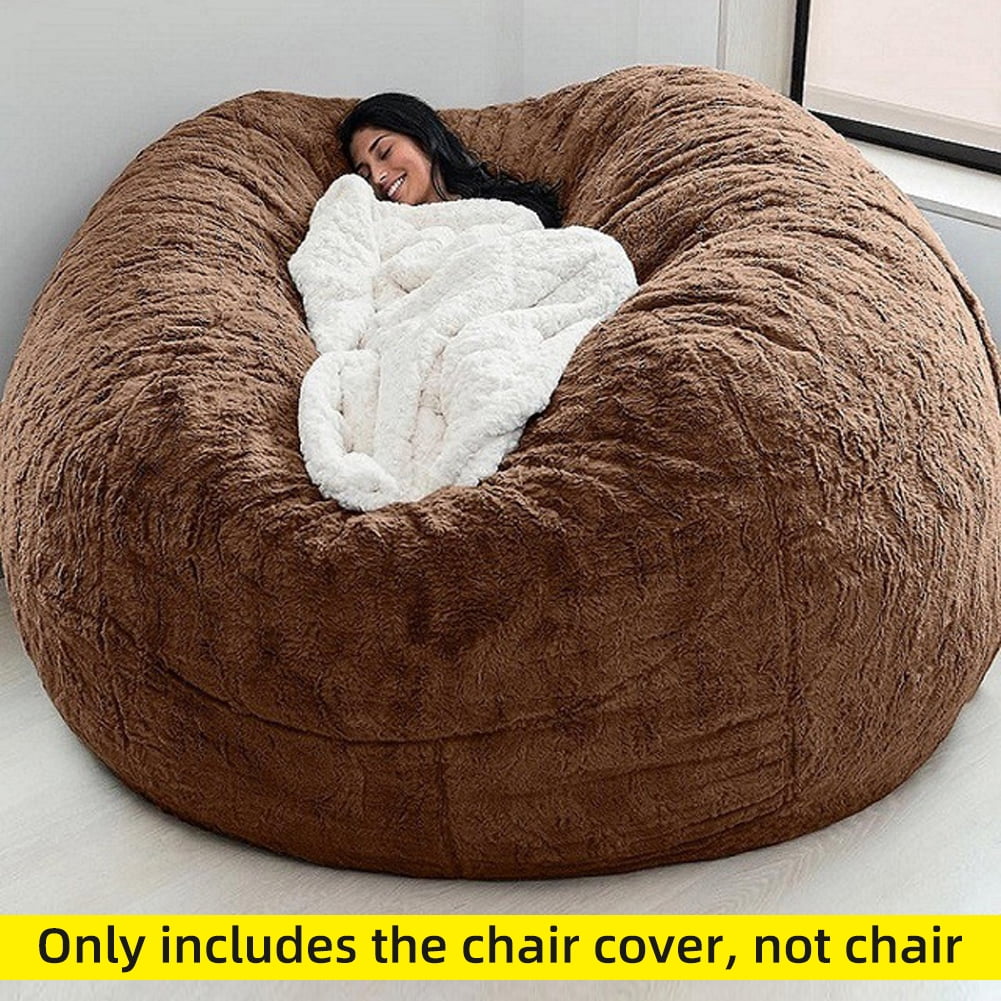 Aibecy Home Sponge Bed Bean Bag Chair Cover Slipcover Double Bedroom Balcony Large Couch Round Soft Fluffy Cover No Fillings Only Cover