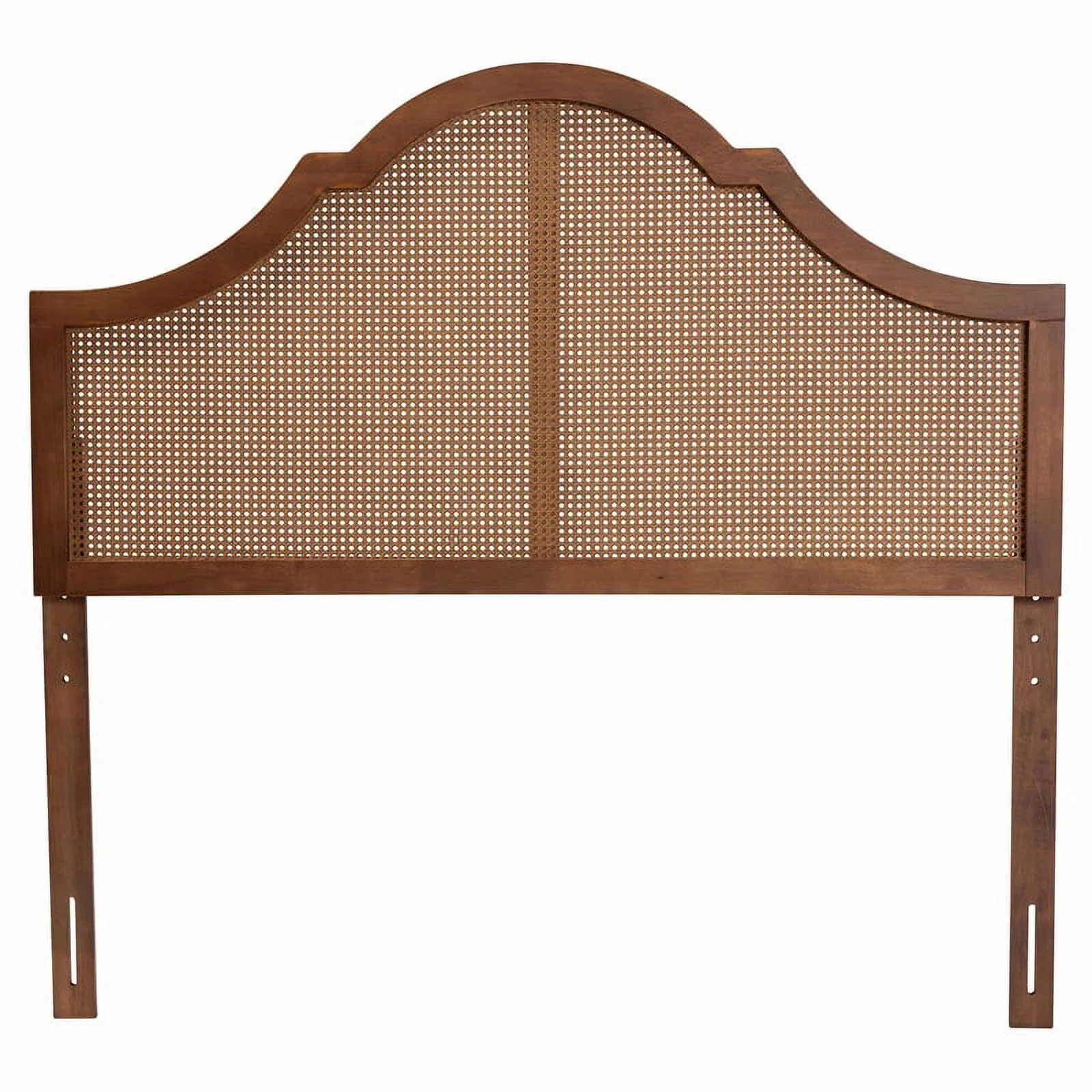 Pemberly Row Ash Walnut Finished Wood Queen Size Headboard with Rattan