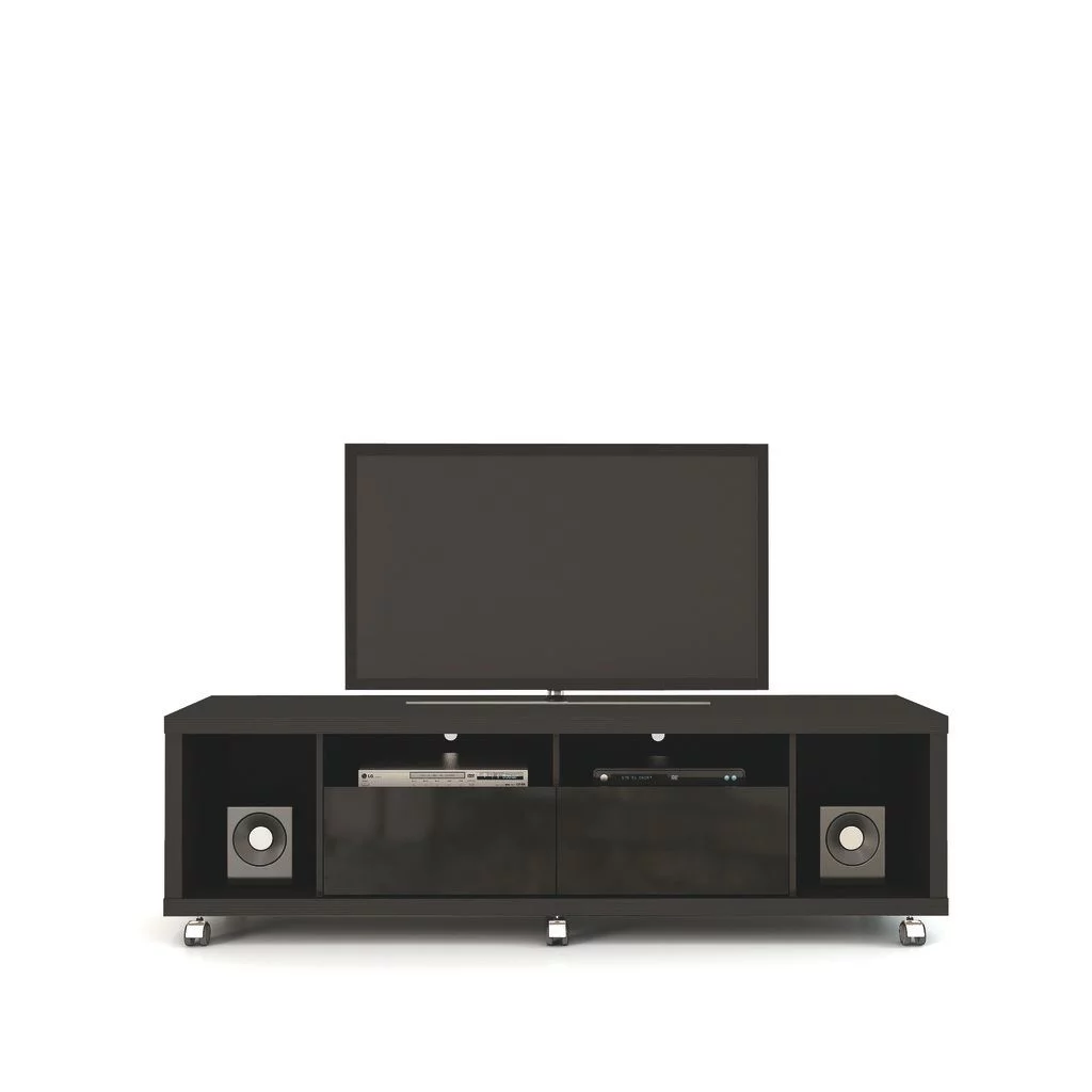 Manhattan Comfort Cabrini TV Stand 1.8 in Black Gloss and Black Matte