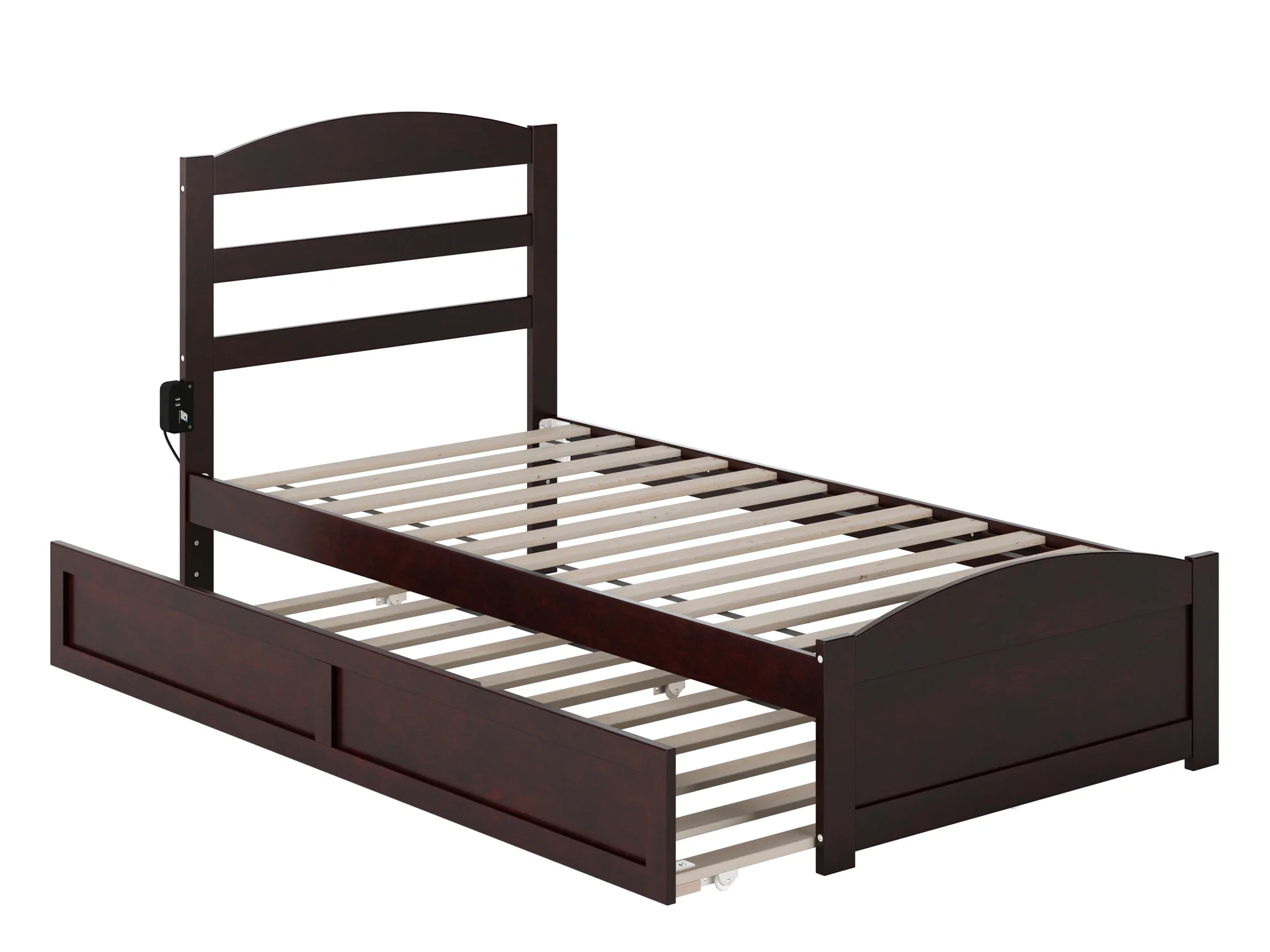 AFI Warren Twin Wood Platform Bed with Headboard Footboard & Twin Trundle, Espresso
